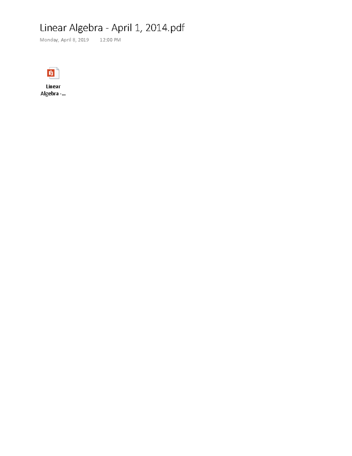 Apr1LAnotes - Lecture notes - Linear Algebra April 1, 2014 Monday ...