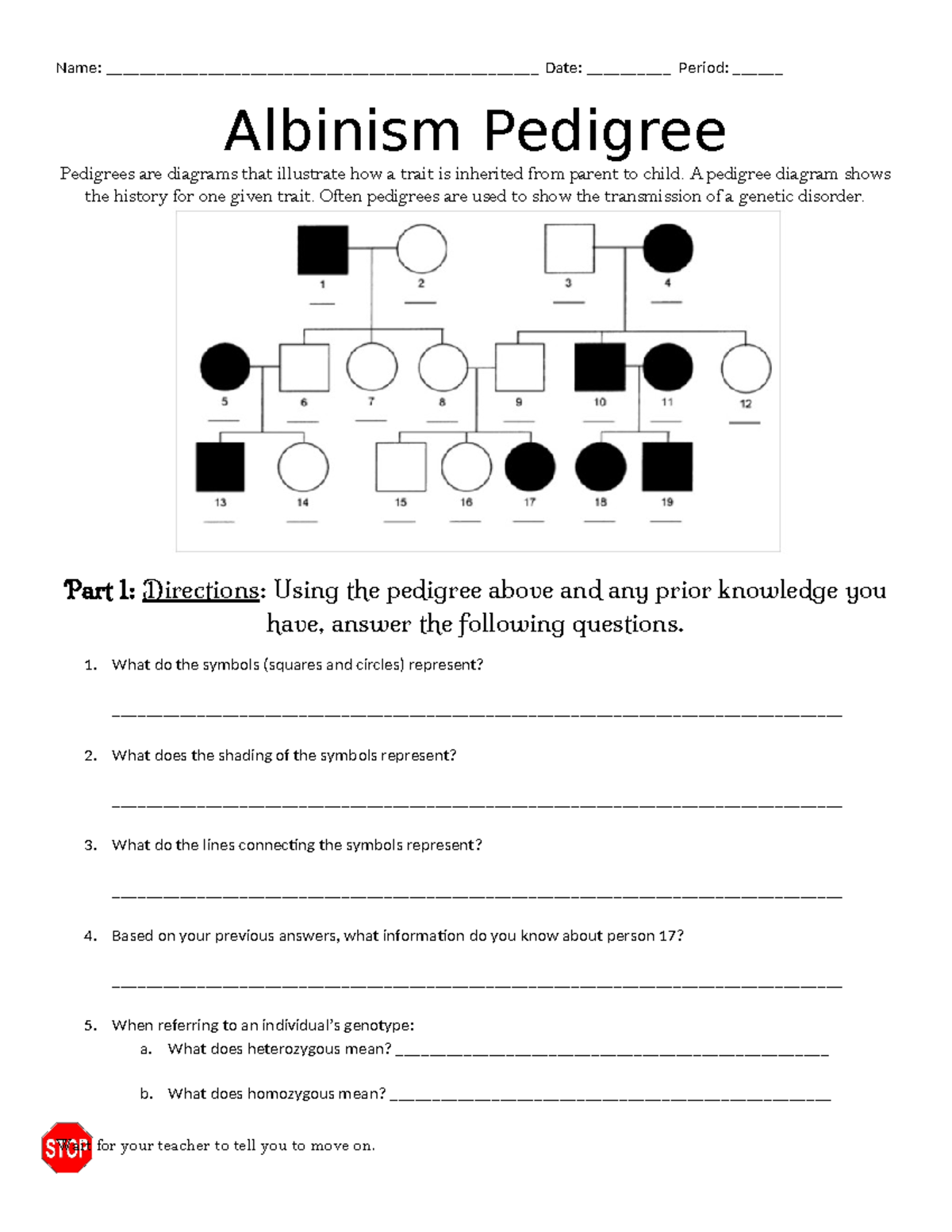 Copy of Albinism Pedigree Name