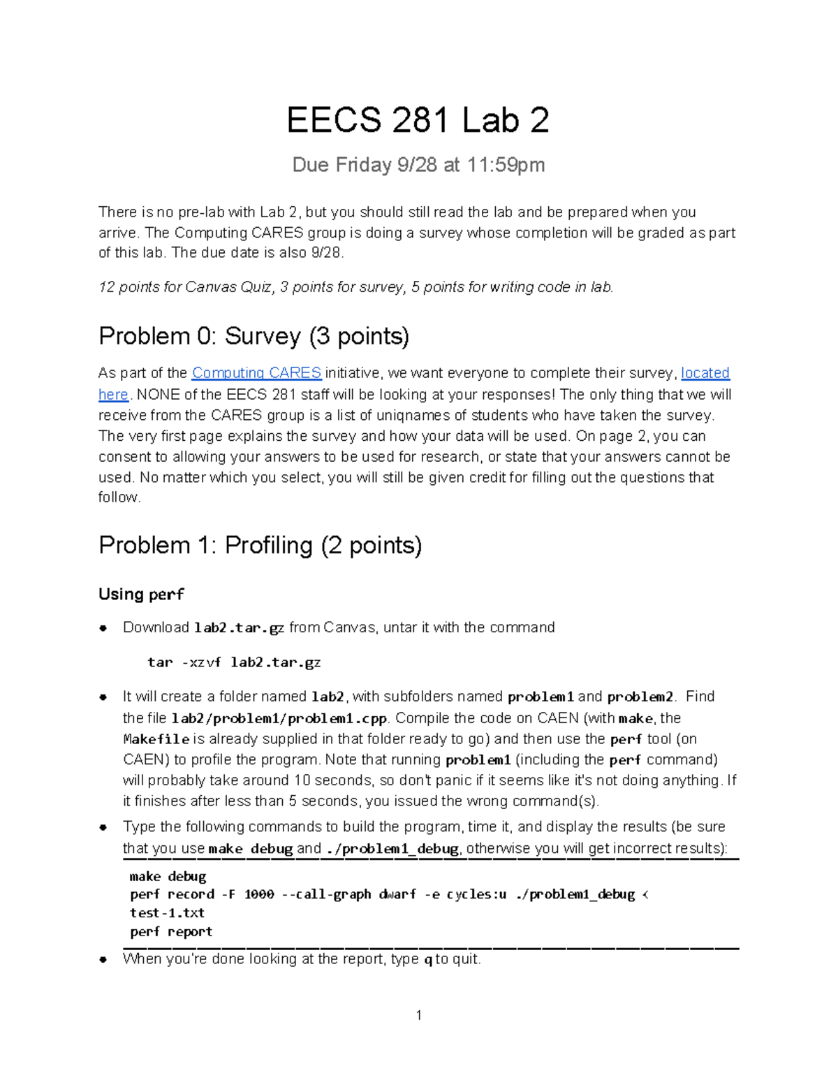 EECS 281 Lab 2 Assignment: Data Profiling & Complexity Analysis - Studocu