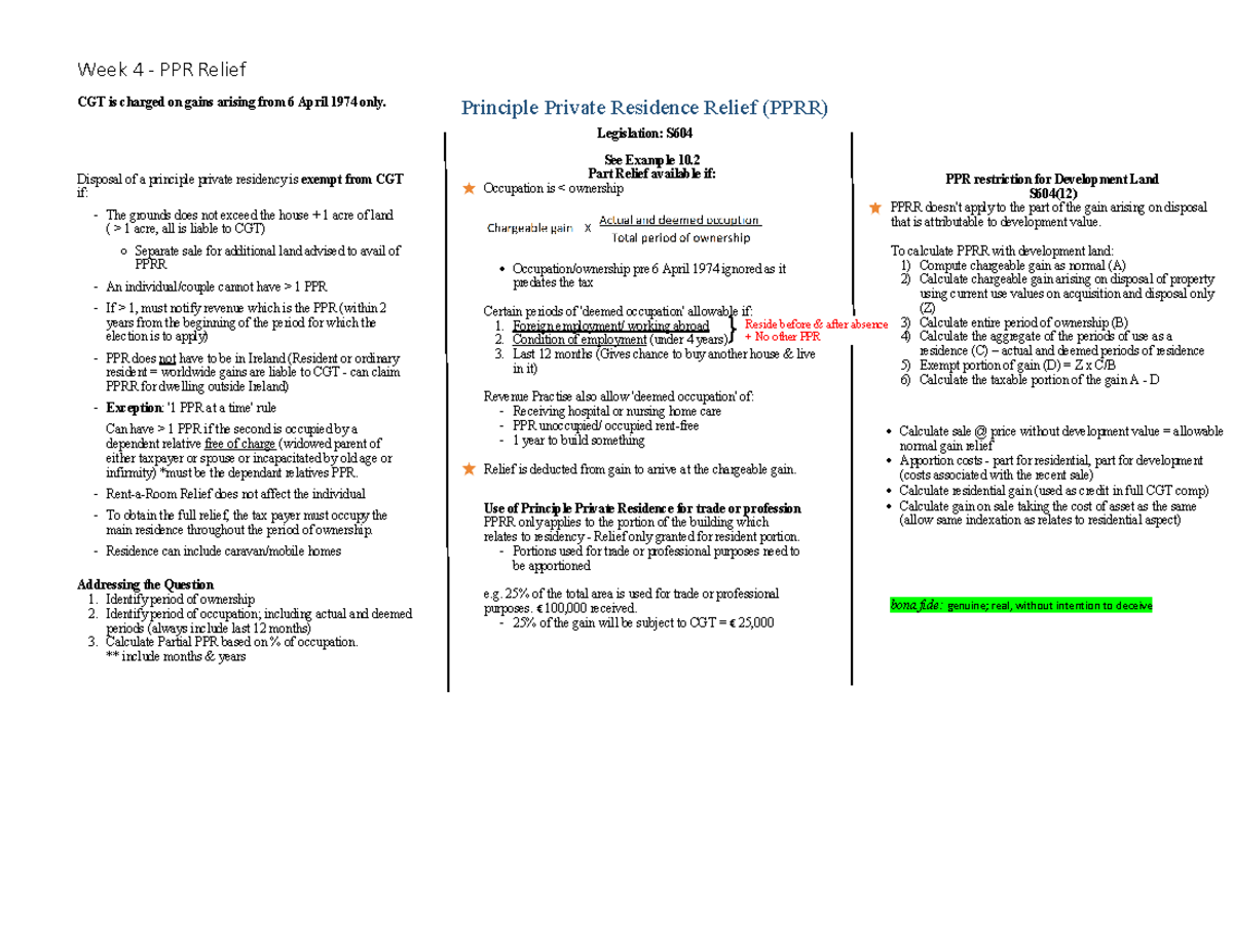 Principle Primary Residence Relief - Warning: TT: undefined function ...