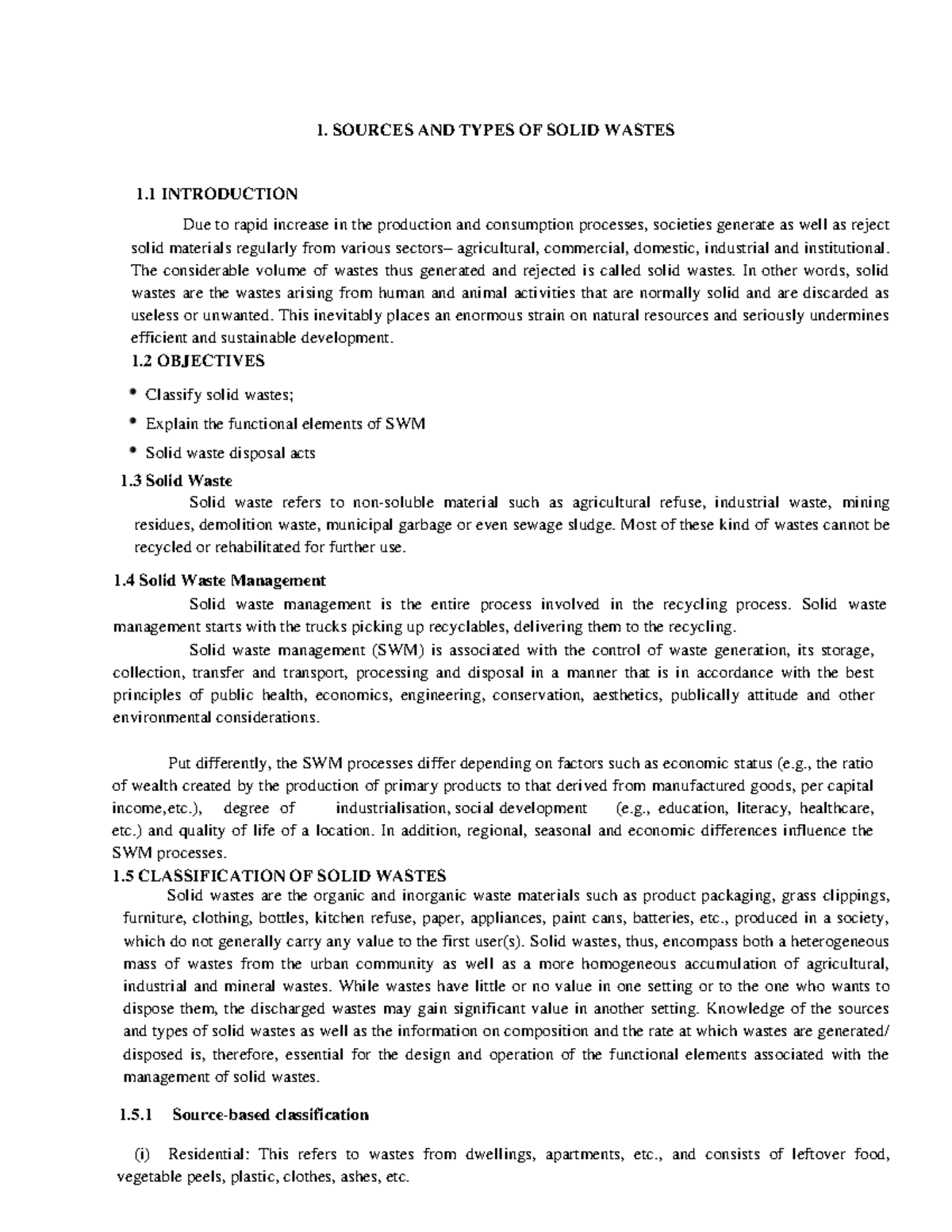Solid Waste Management Overview and Classifications 024955 - Studocu