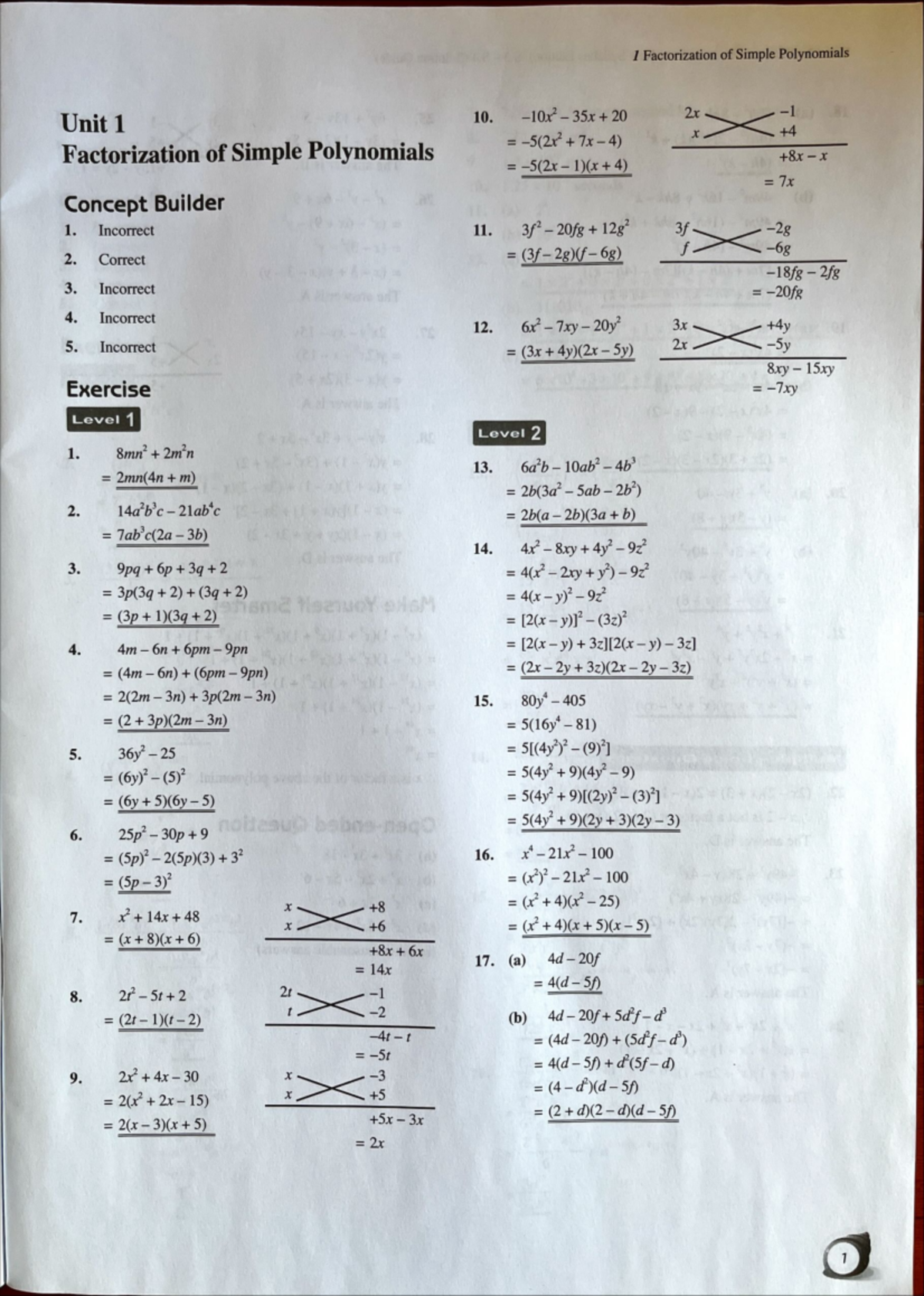 Math. Summer Fun S3-S4: Solution Guide for Factorization and ...