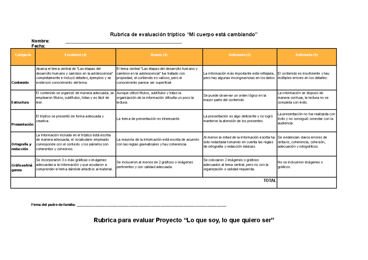 Rubrica Para Evaluar Un Triptico Informativo www.studocu.com