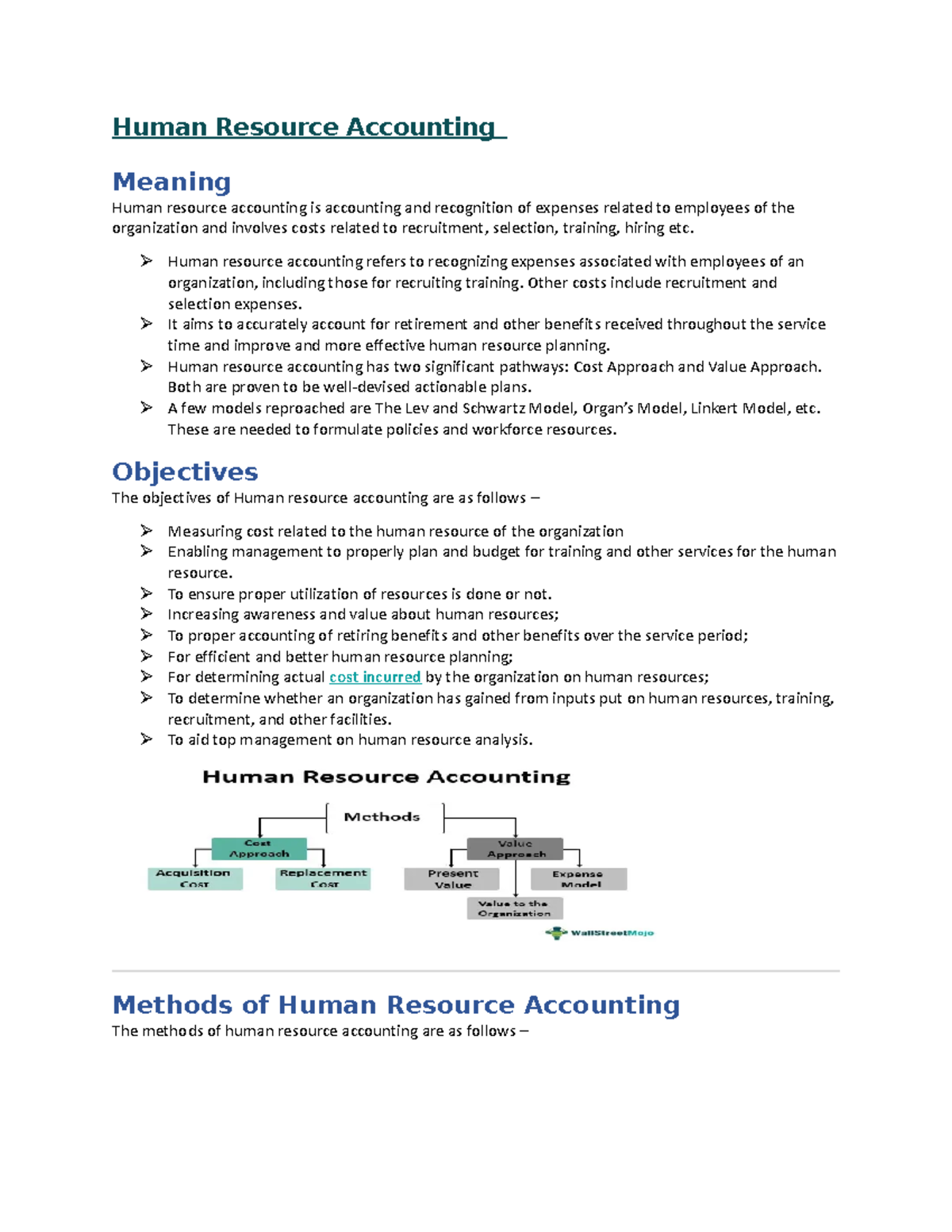 Human Resource Accounting: Overview, Methods, and Objectives - Studocu