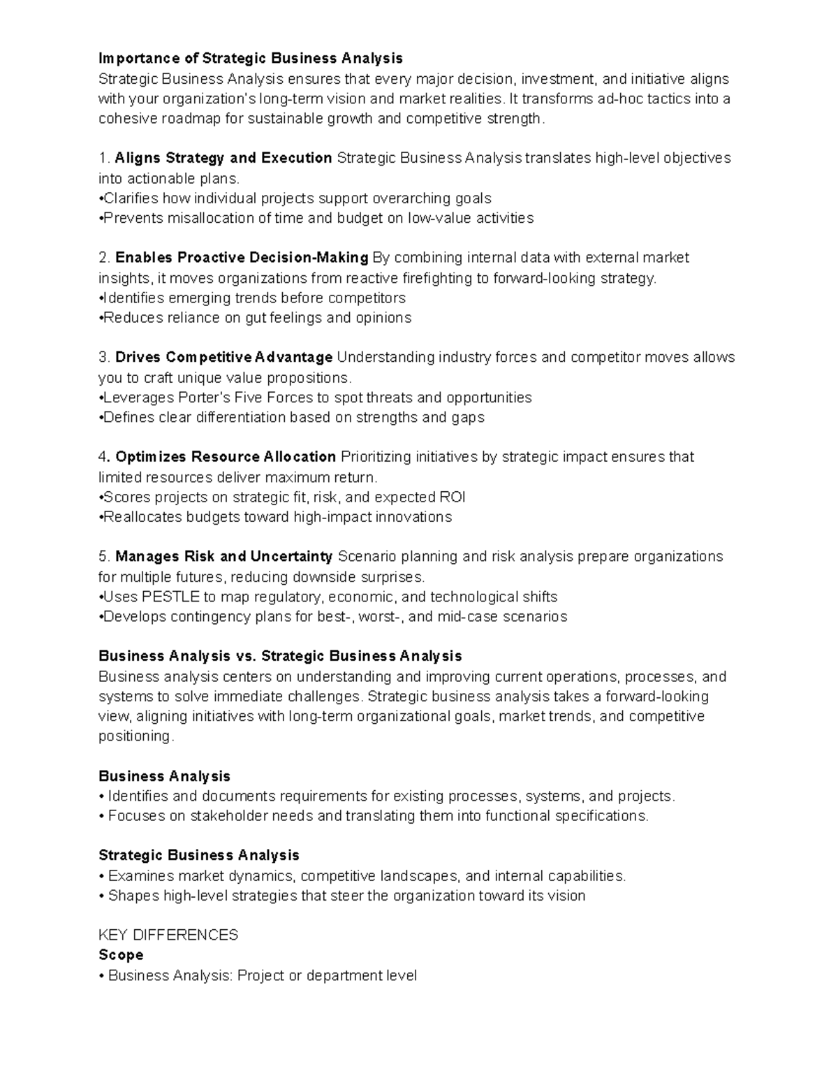 Strategic Business Analysis: Key Insights and Techniques (Module-1-YSBA ...