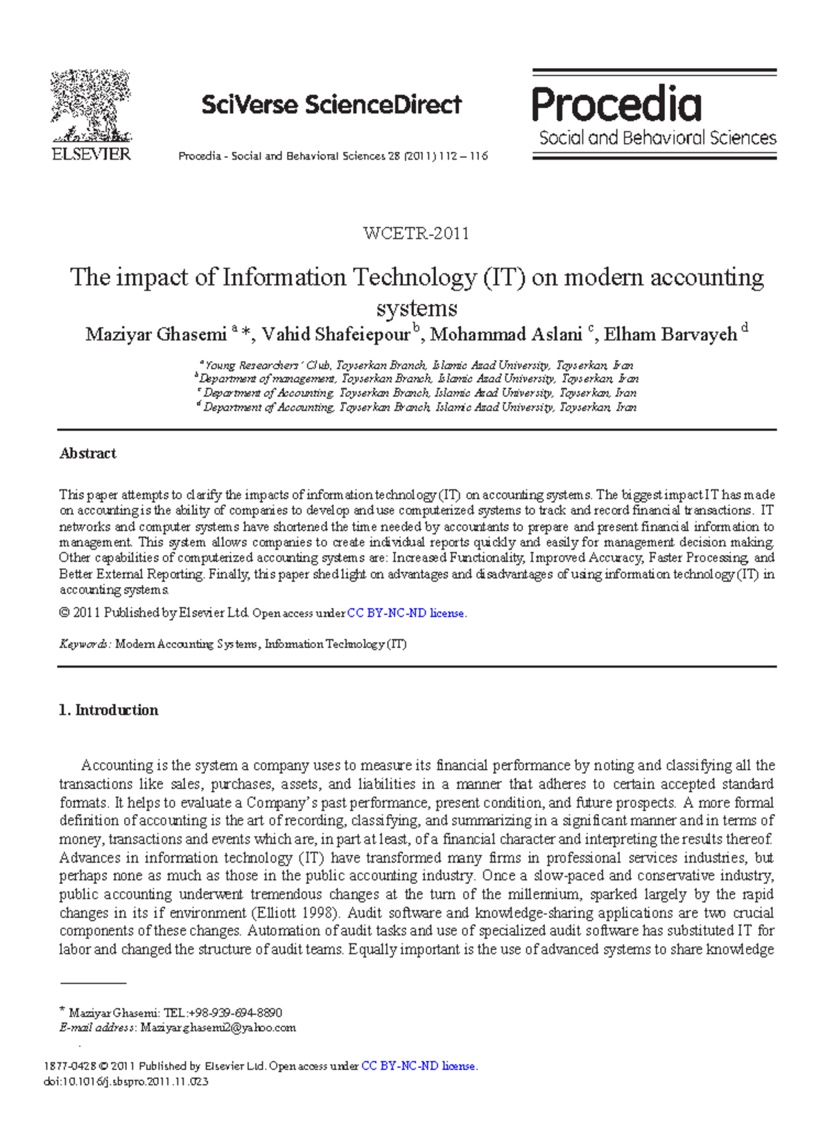 The impact of Information Technology (IT) on modern accounting ...