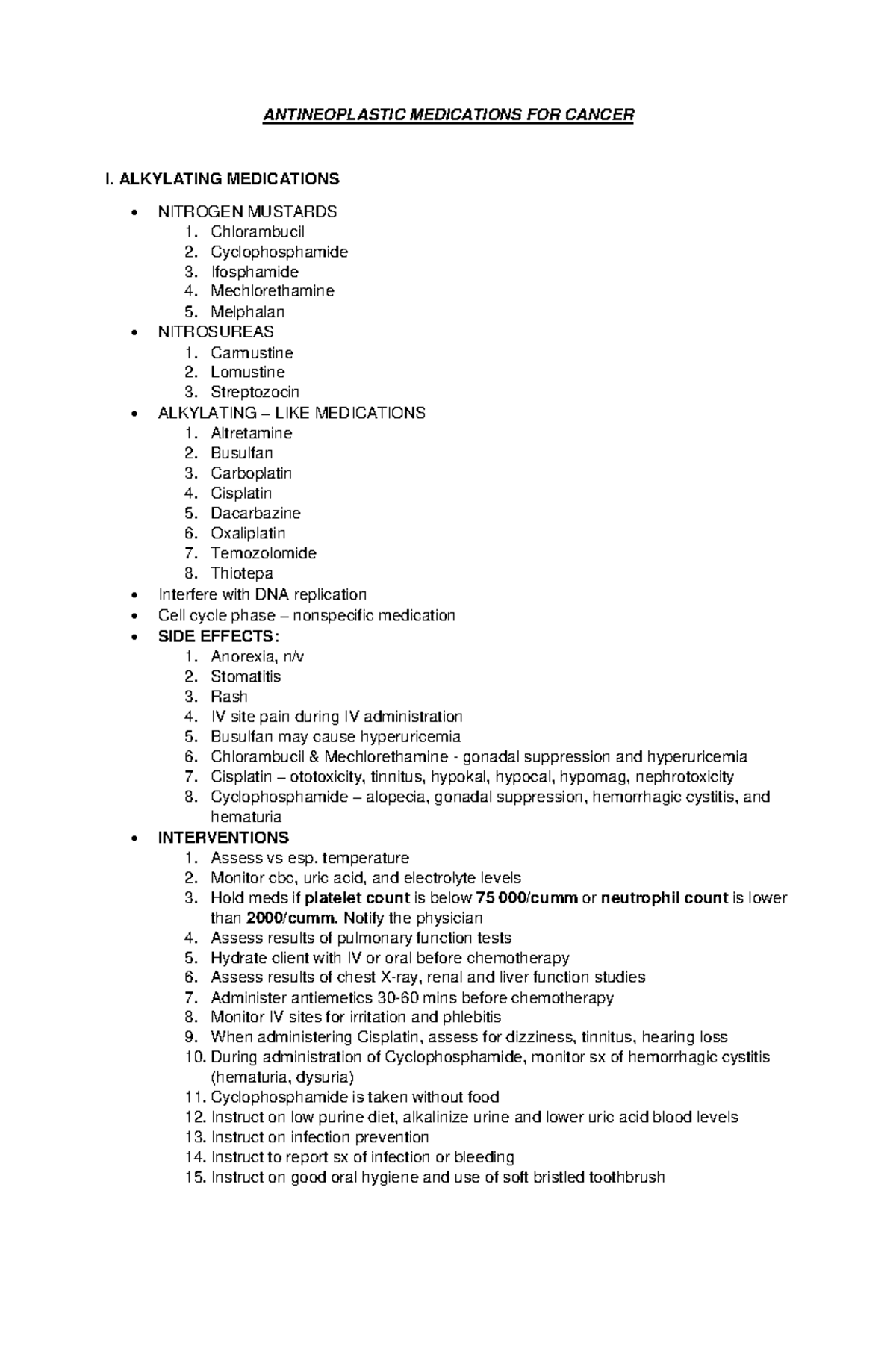 UDAN Antineoplastic Medications Overview for Cancer Treatment - Studocu