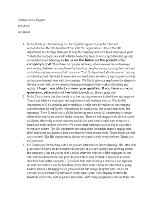 HRM 310 2-1 HR Inbox - hrm 310 - Chelsea Anne Bugarin November 4, 2024 ...
