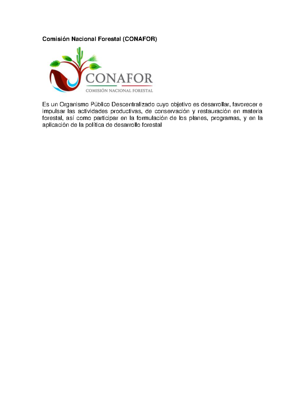 Comisión Nacional Forestal ( Conafor) - Ingeniería Ambiental - Comisión ...