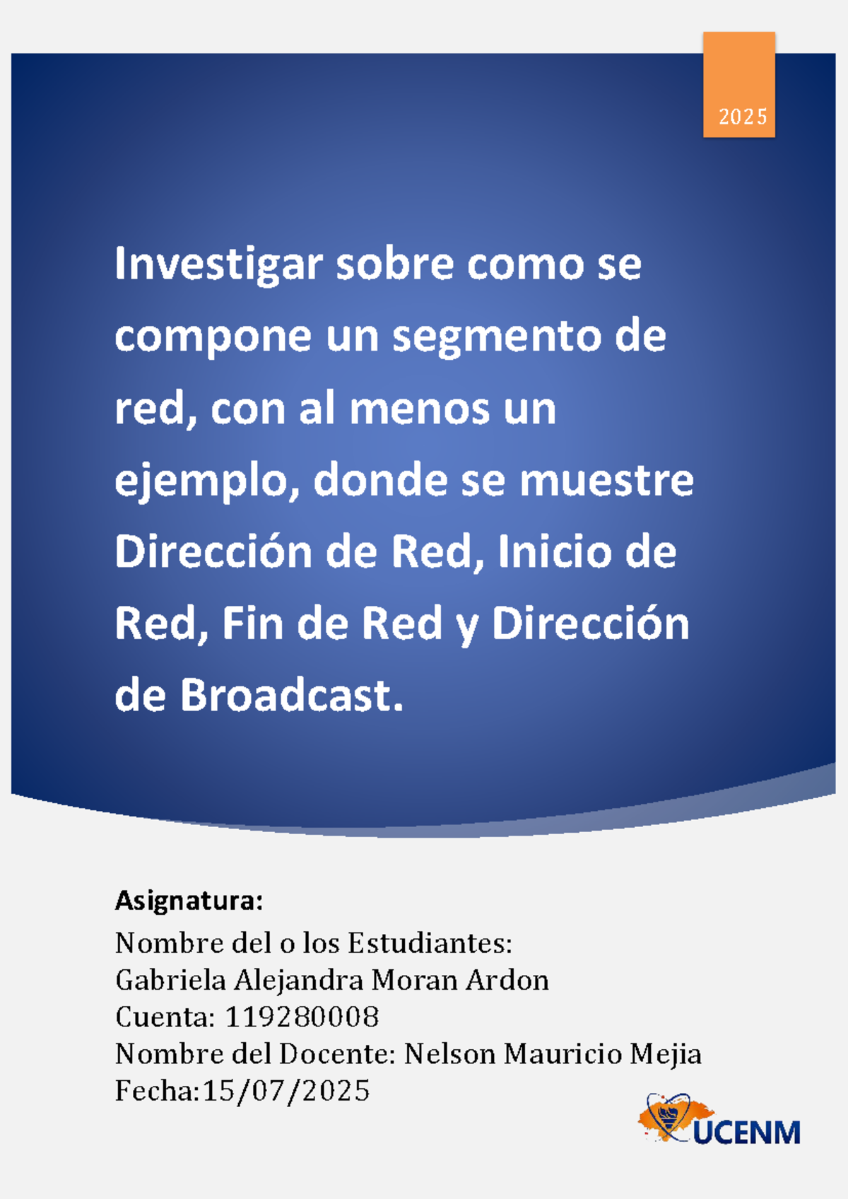 2025 Tarea Individual: Composición de un Segmento de Red - Studocu