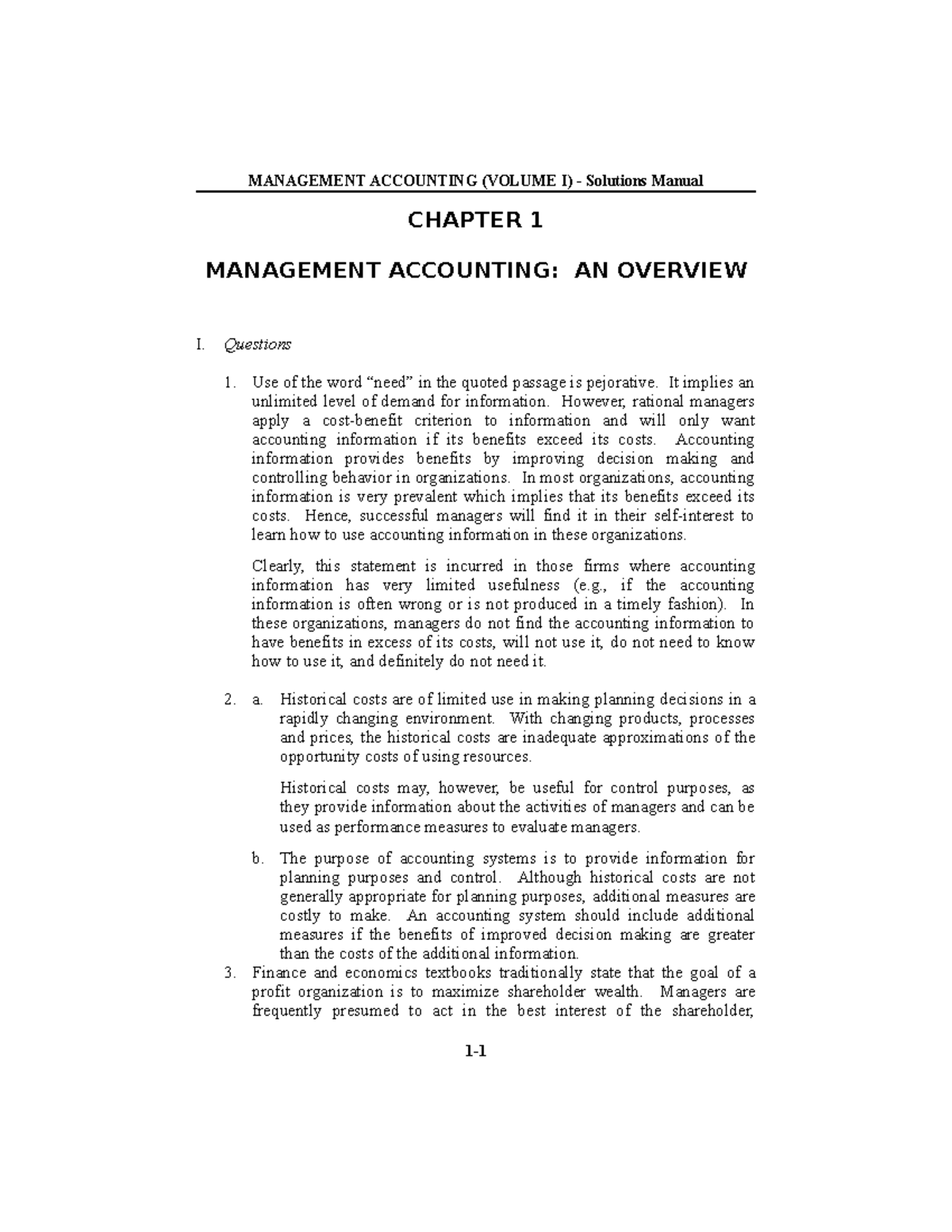**Management Accounting Solutions Manual - Solman Manacct 1 Chapter 1 ...