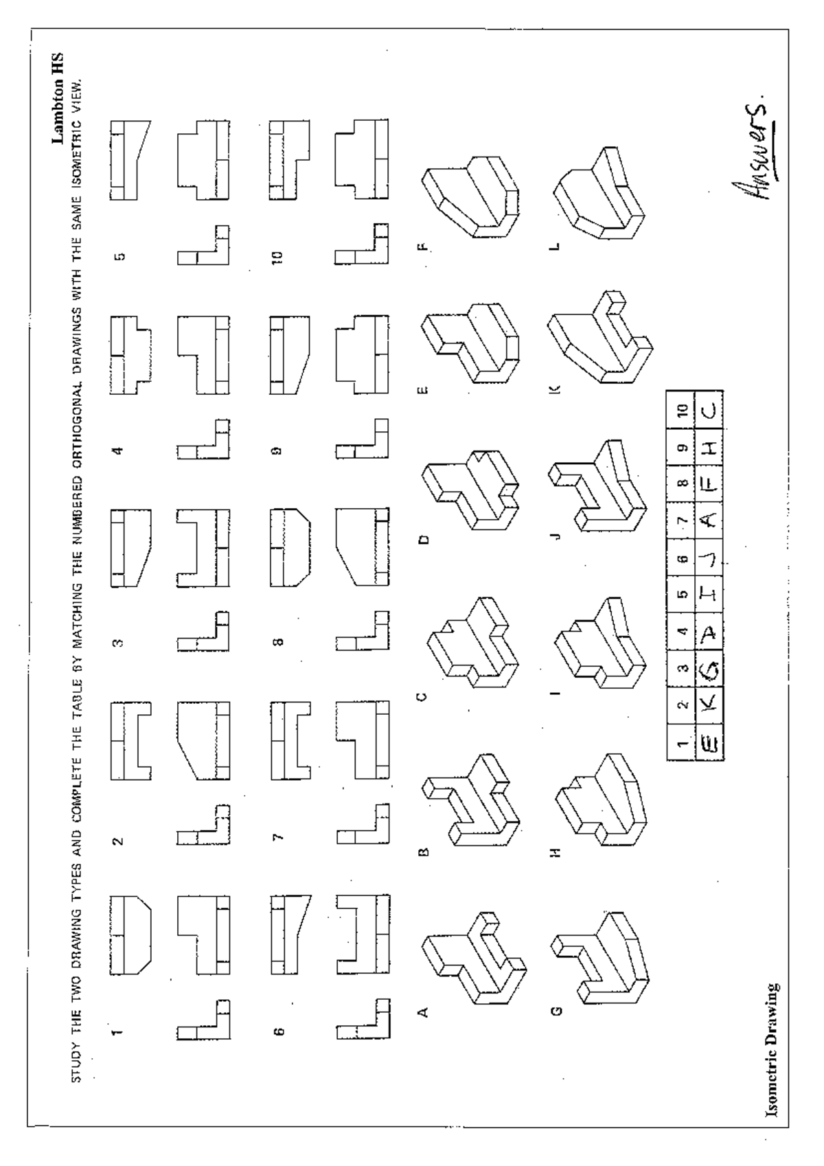 Lambton HS Isometric Drawing Solutions: Matching Exercises 0-6 - Studocu