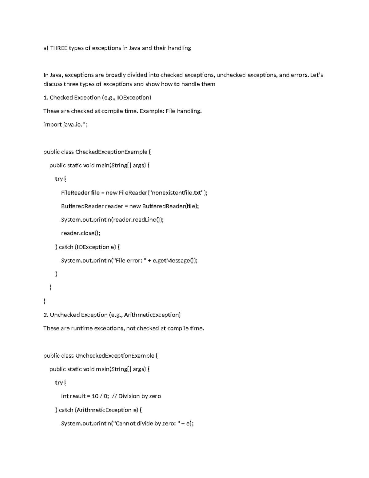 Cat2oop - Java Exception Handling and Inner Classes Overview - Studocu