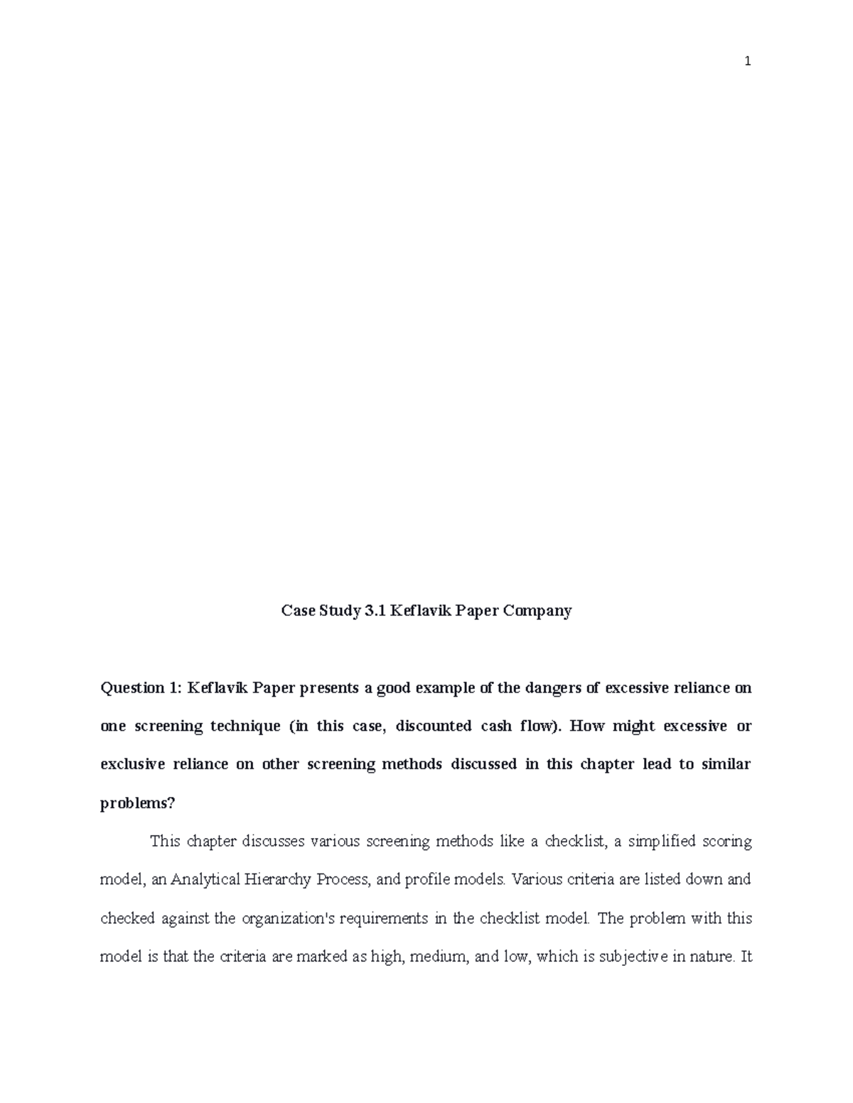 Case Study 3: Evaluating Screening Methods in BADM 635 - Studocu