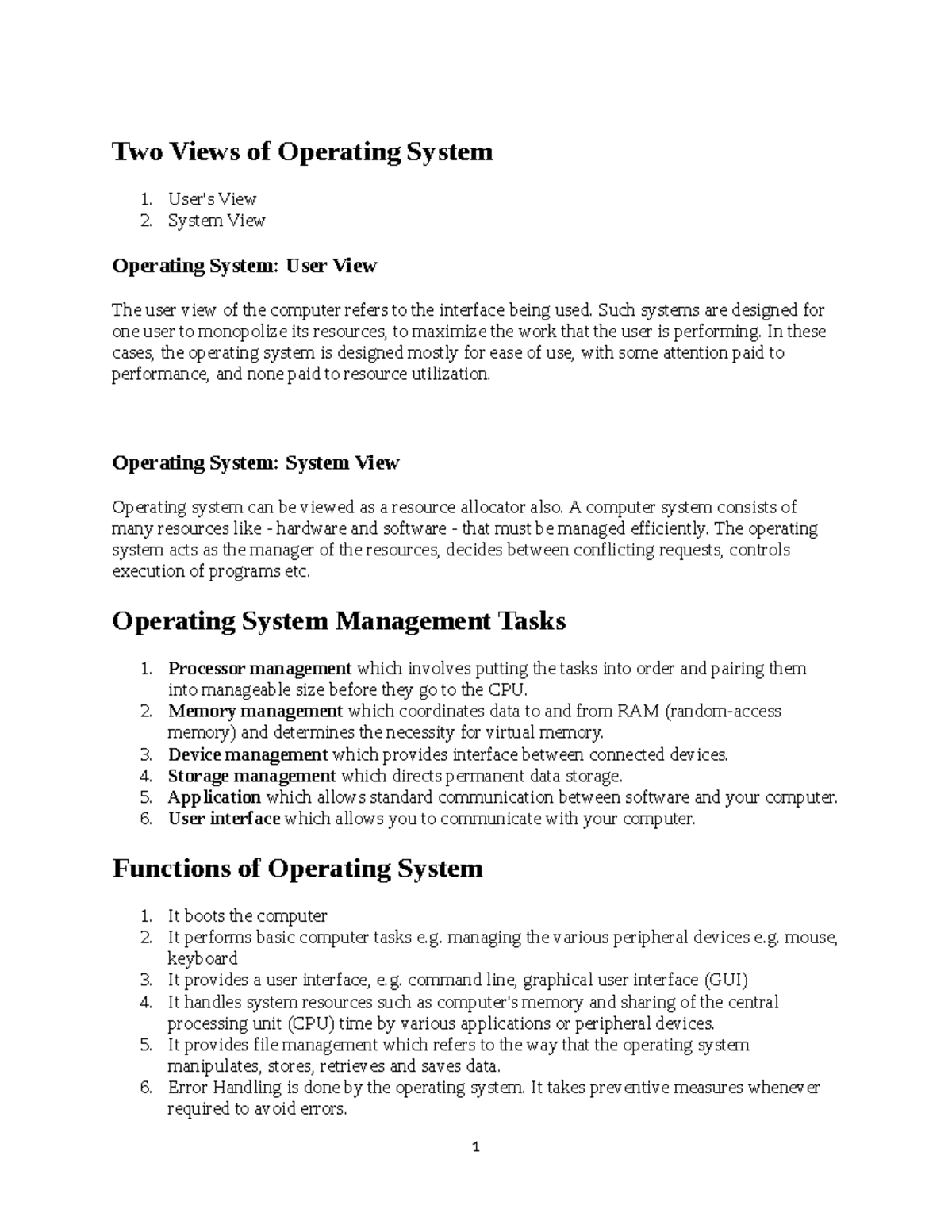 COMP 210 - COMP 210 - Two Views of Operating System User's View System ...