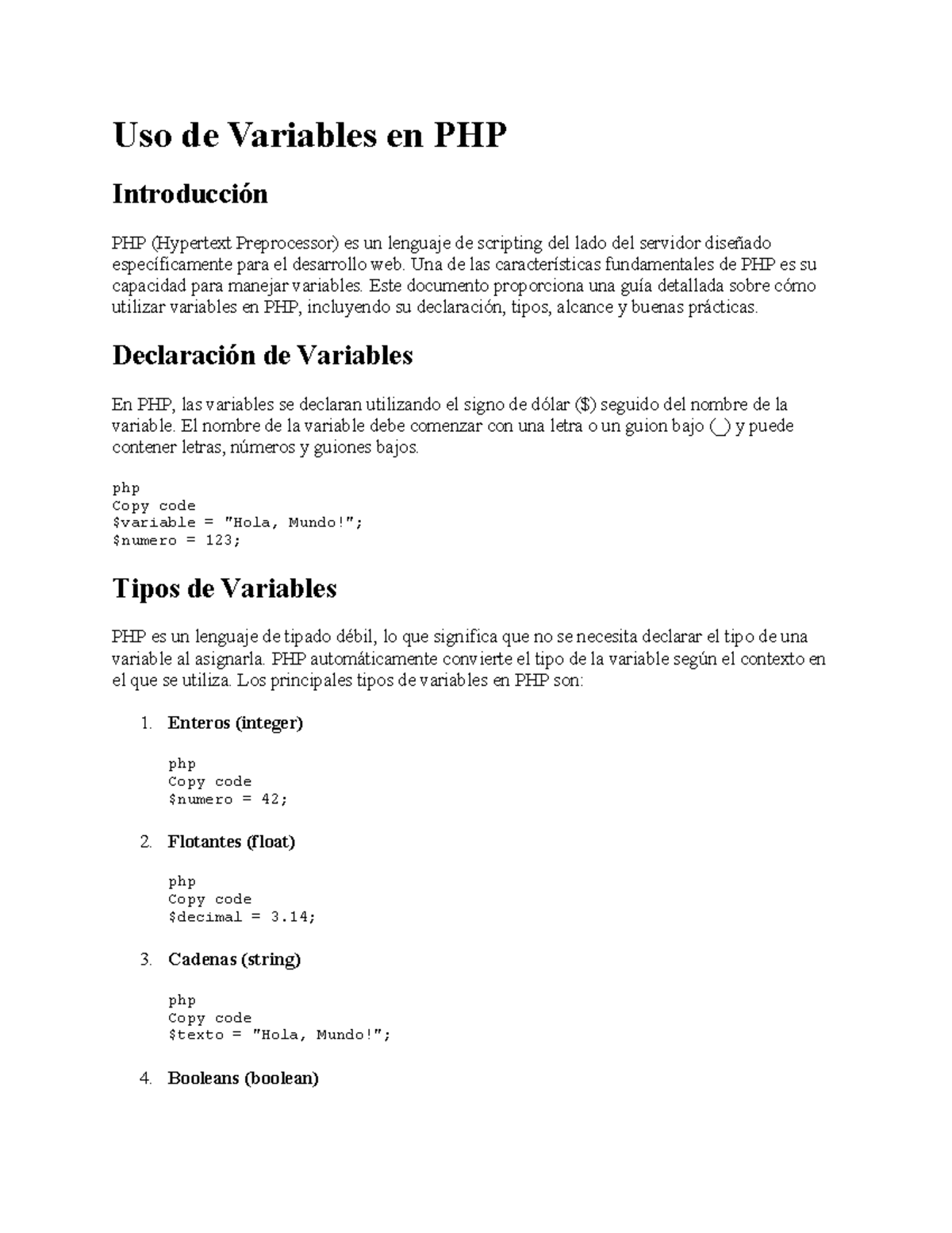El manejo adecuado de las variables en PHP - Uso de Variables en PHP ...