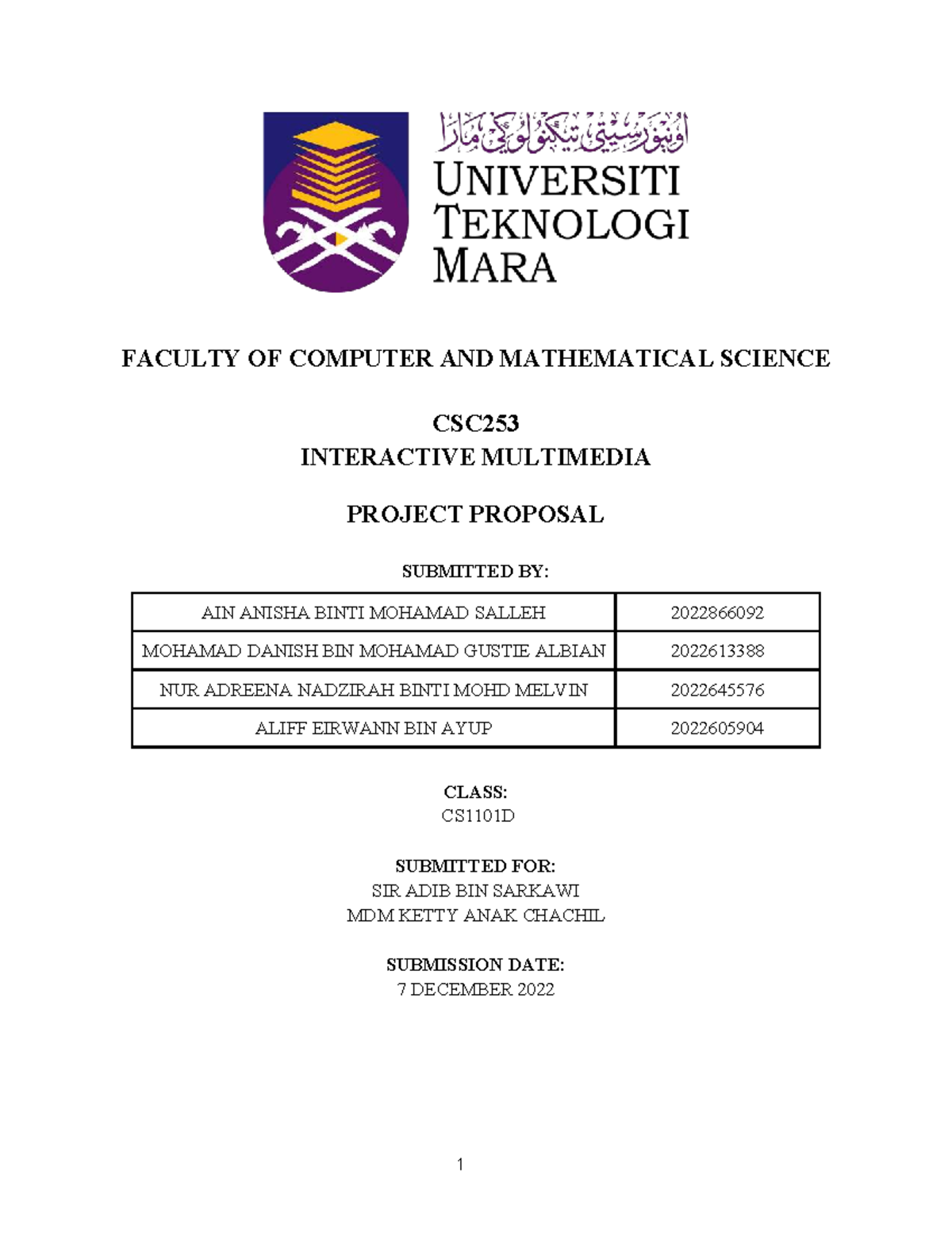 CSC253 Interactive Multimedia Project Proposal by Team Think Promotion ...