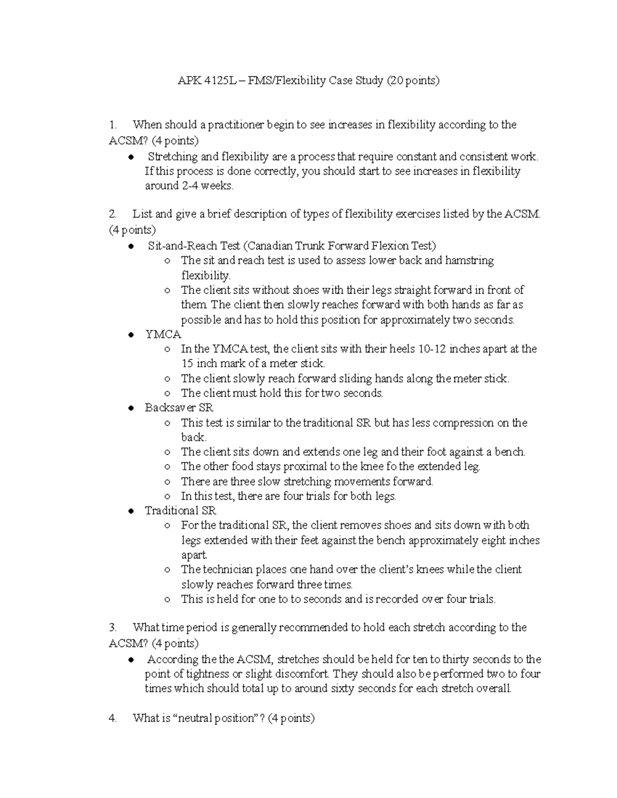 FMS Flexibility Case Study (20 points) - APK 4125L – FMS/Flexibility ...