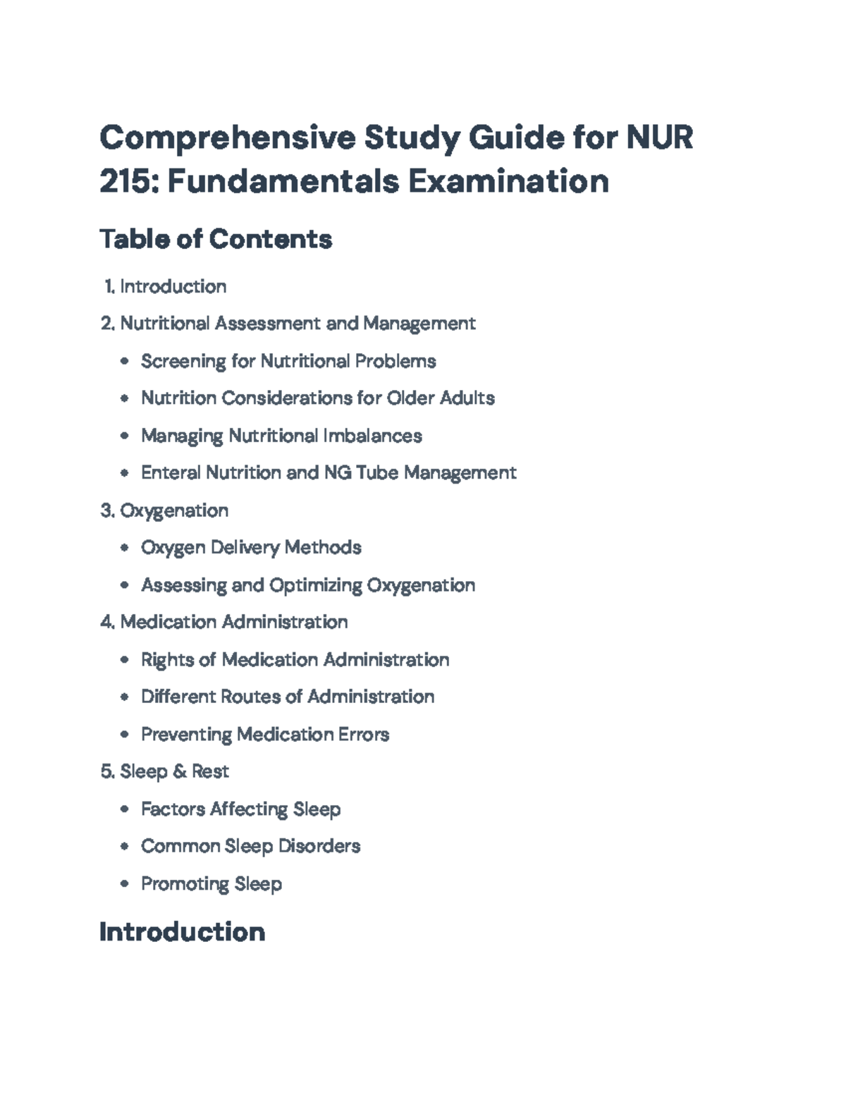 Comprehensive Study Guide for NUR 215: Fundamentals Exam Preparation ...