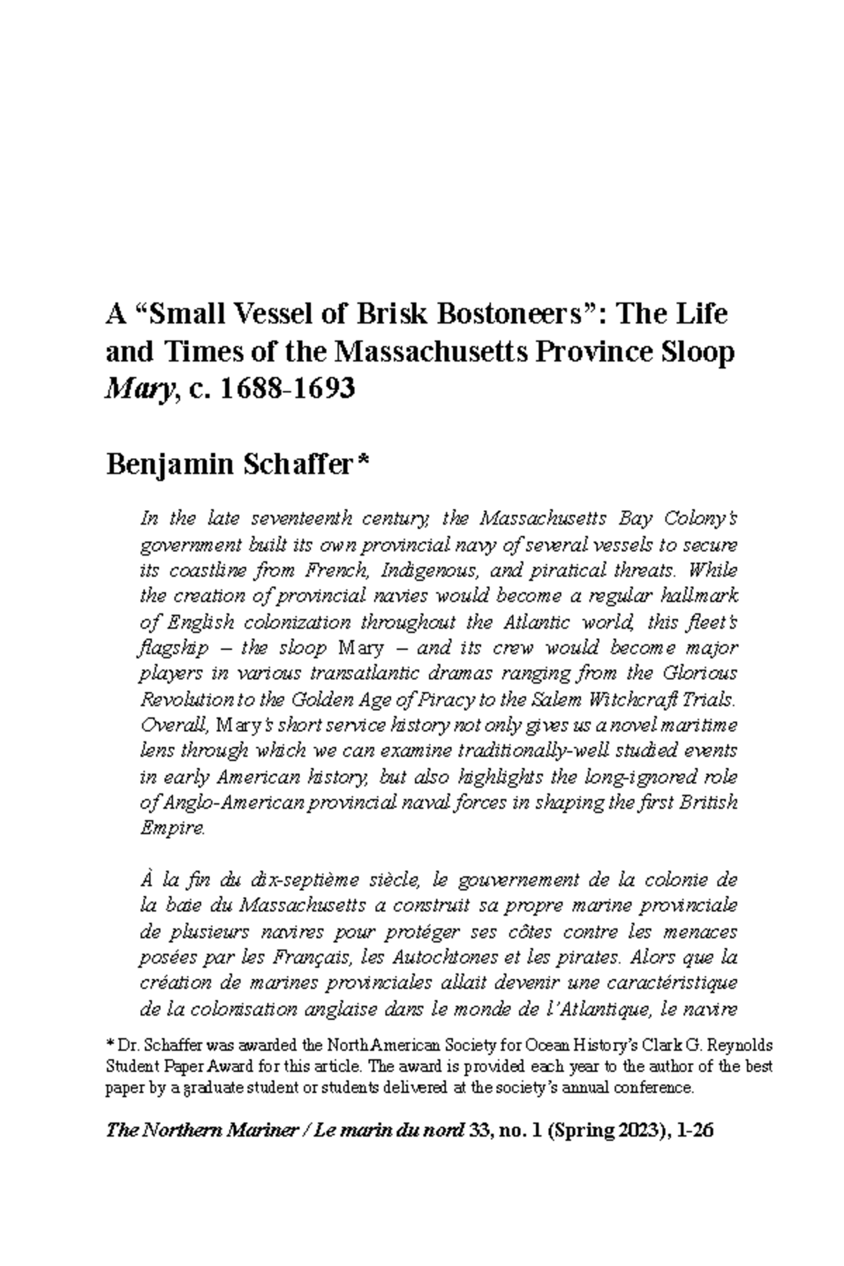 Sloop Mary (1688-1693): Bostoneers and the Birth of a Provincial Navy ...