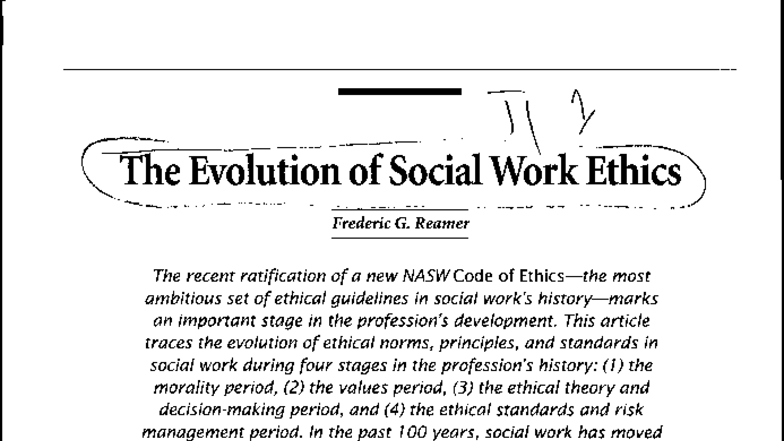 The Evolution of Social Work Ethics: A Historical Perspective - Studocu