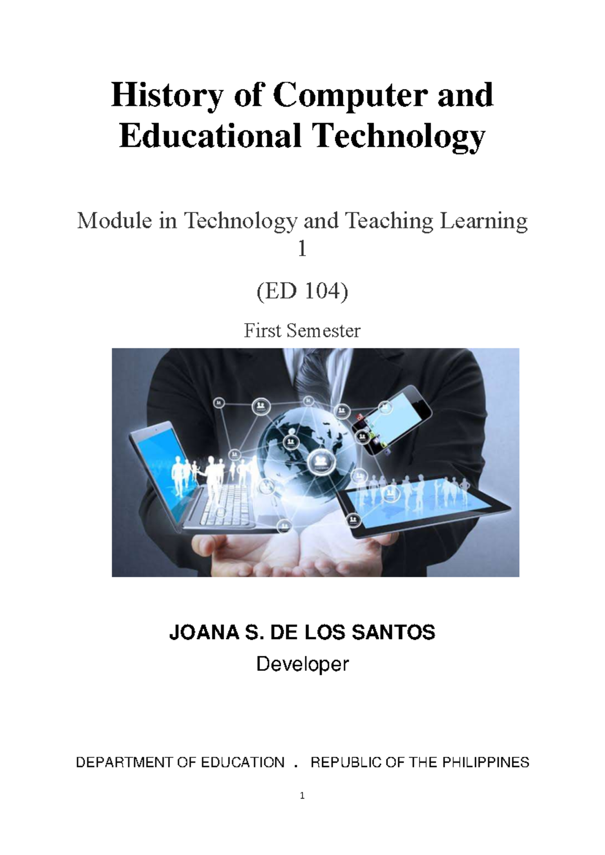 History of computers and Education Technology( De Los Santos Joana S ...