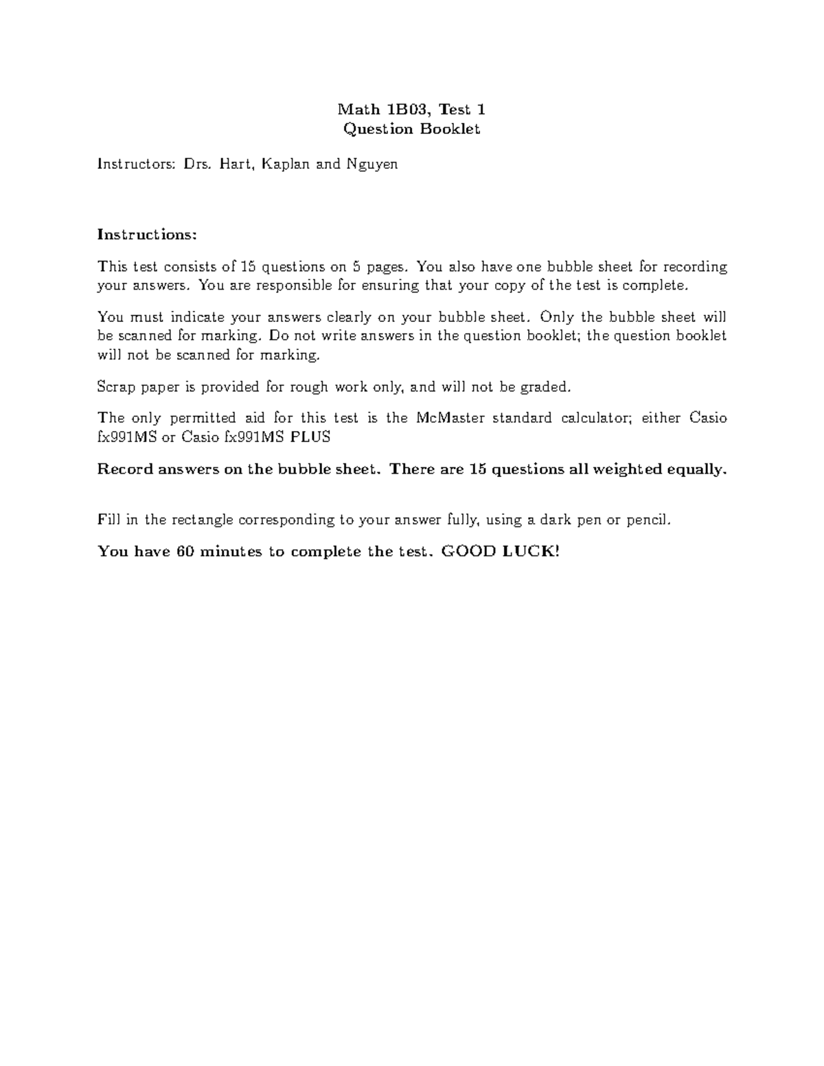 Math1B03 Practice Test 1 Questions - Fall 2023 Edition - Studocu