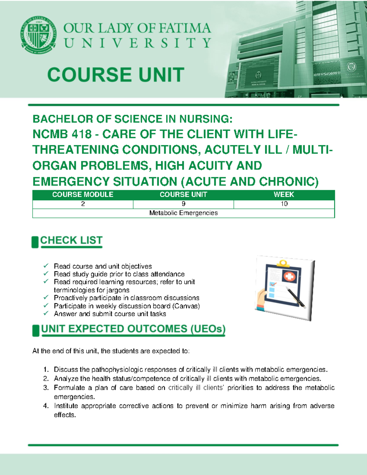 418 M2 CU9 Metabolic Emergencies - BACHELOR OF SCIENCE IN NURSING: NCMB ...