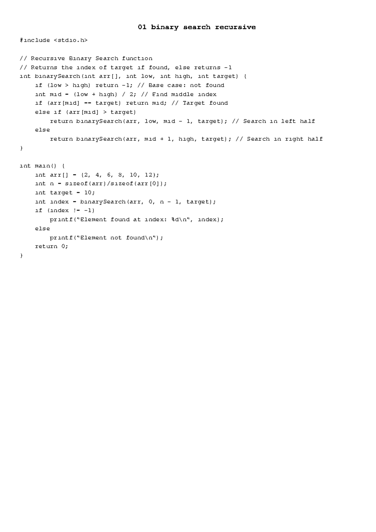 DAA Practical Codes - Recursive Binary Search & GCD Functions - Studocu