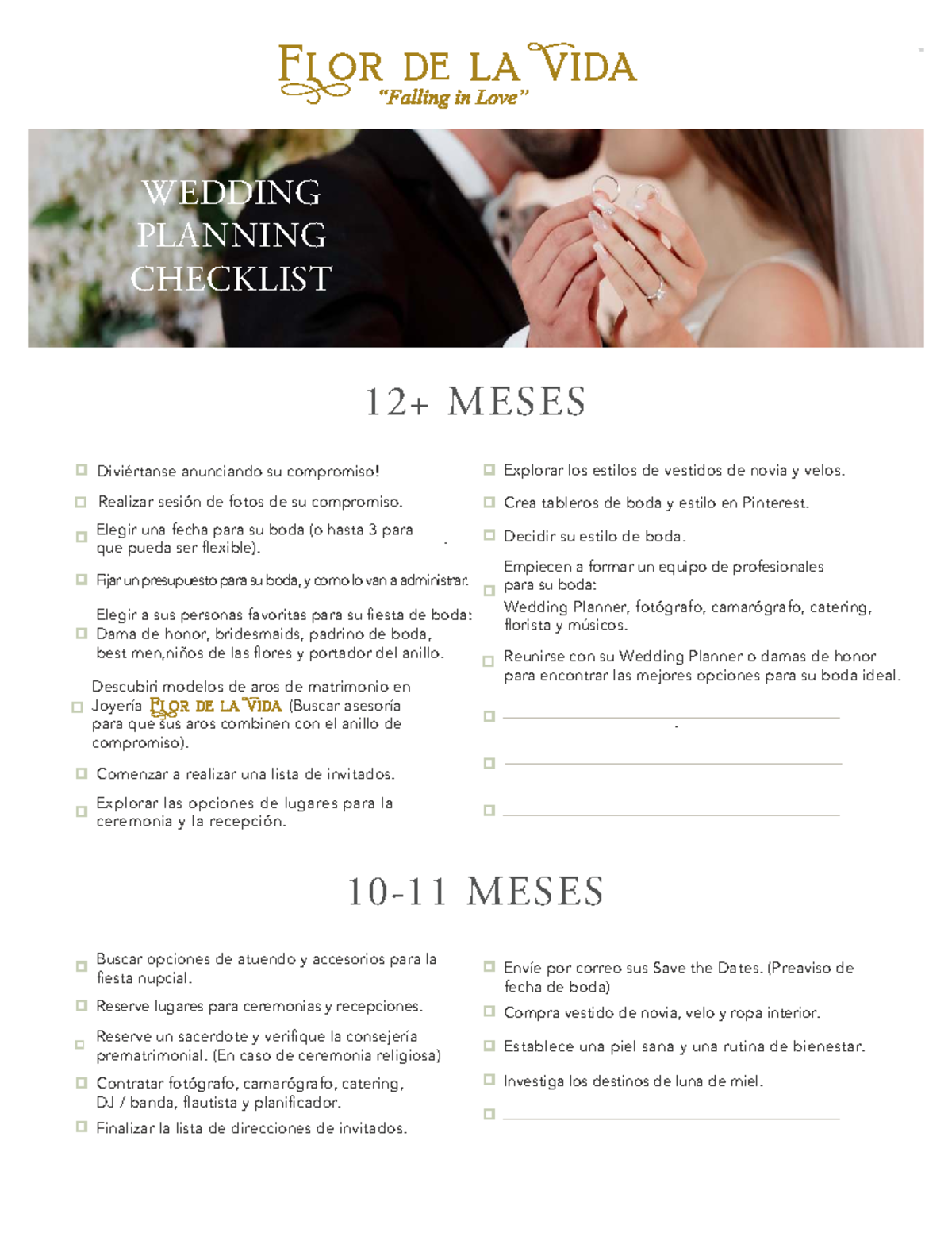 Lista De Verificación De Boda Imprimible Y Cronograma De Planificación