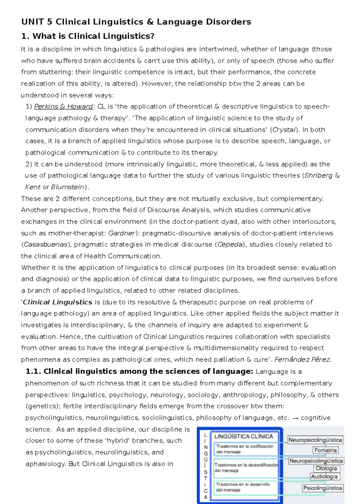 Unit 5 Clinical linguistics: Understanding language disorders and ...