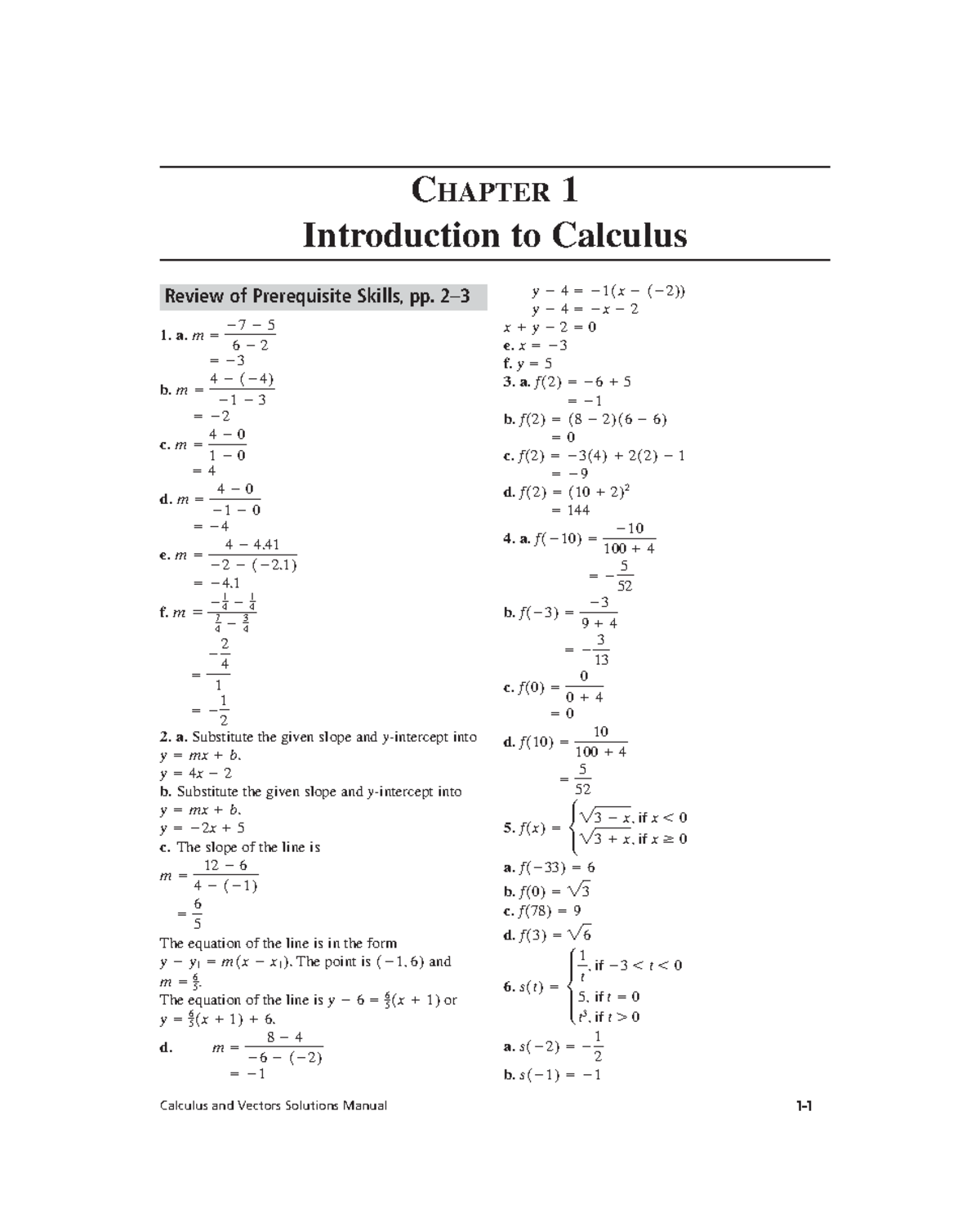 CH1: Introduction to Calculus - Review of Prerequisite Skills - Studocu