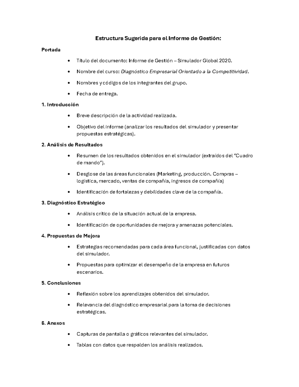 Estructura Sugerida para el Informe de Gestión y el video 1 ...
