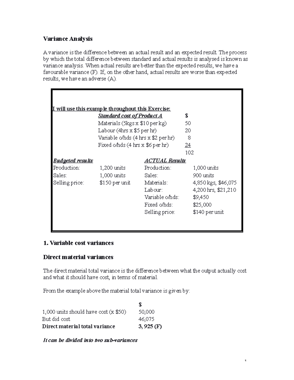 Variance Analysis: A Comprehensive Guide for Students - Studocu