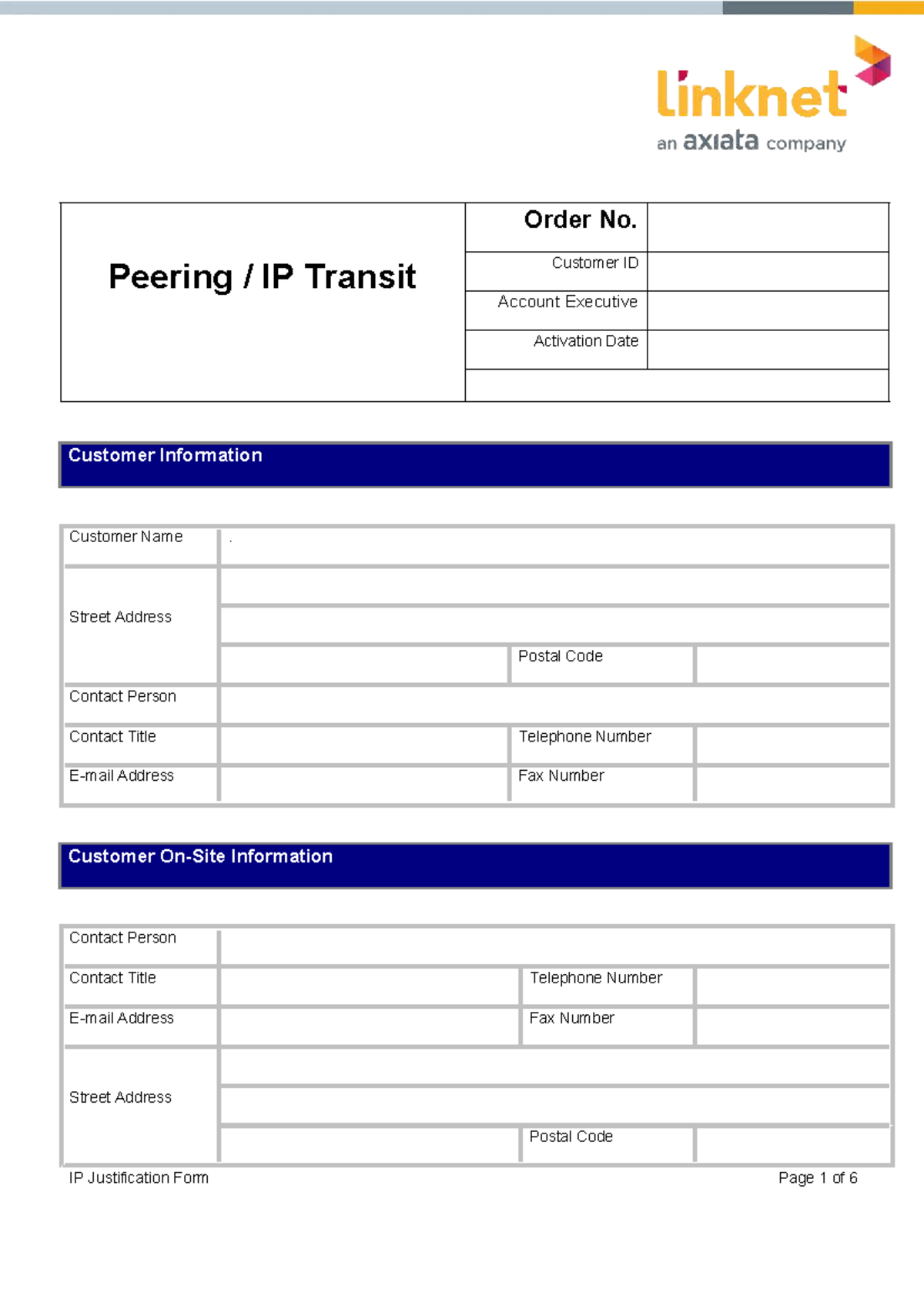 Peering IP Transit Form for Prefix Advertisement Request - Studocu