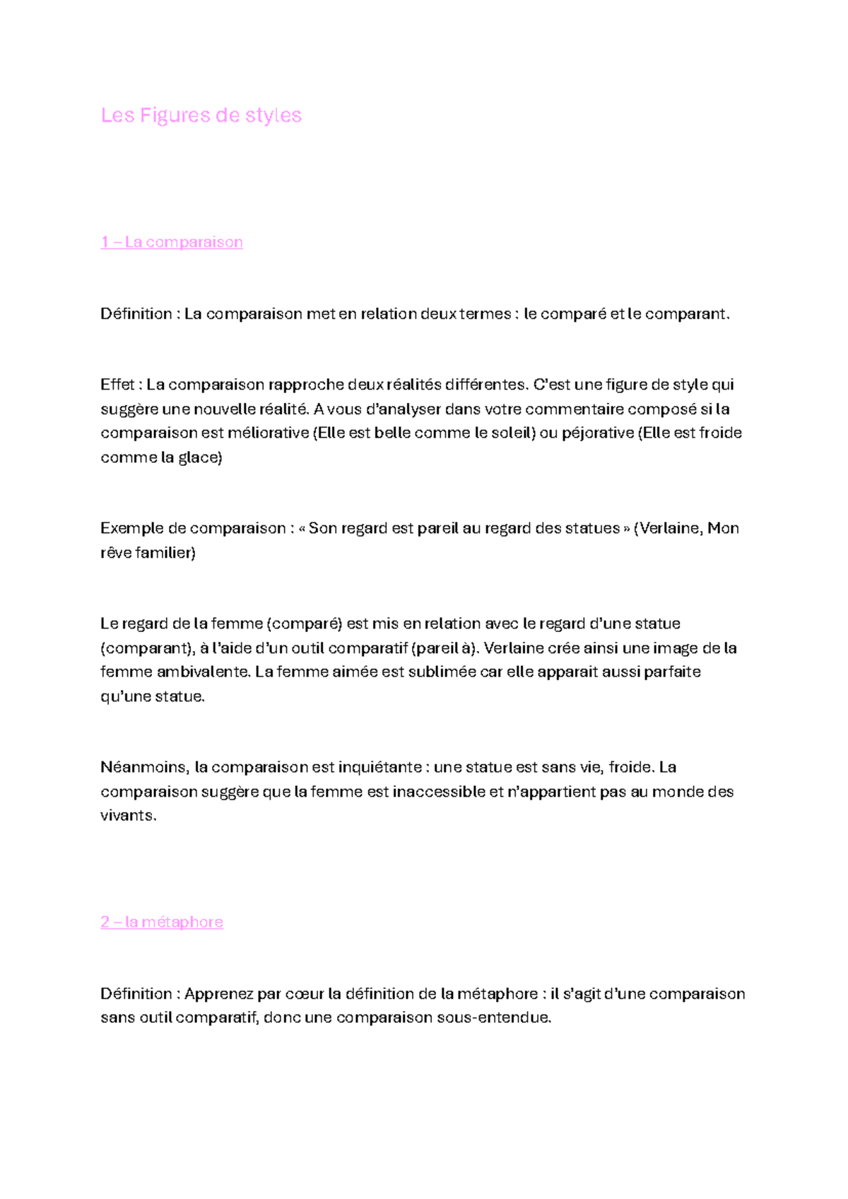 Les Figures de Styles - Bac Général : Comparaison, Métaphore et Plus ...