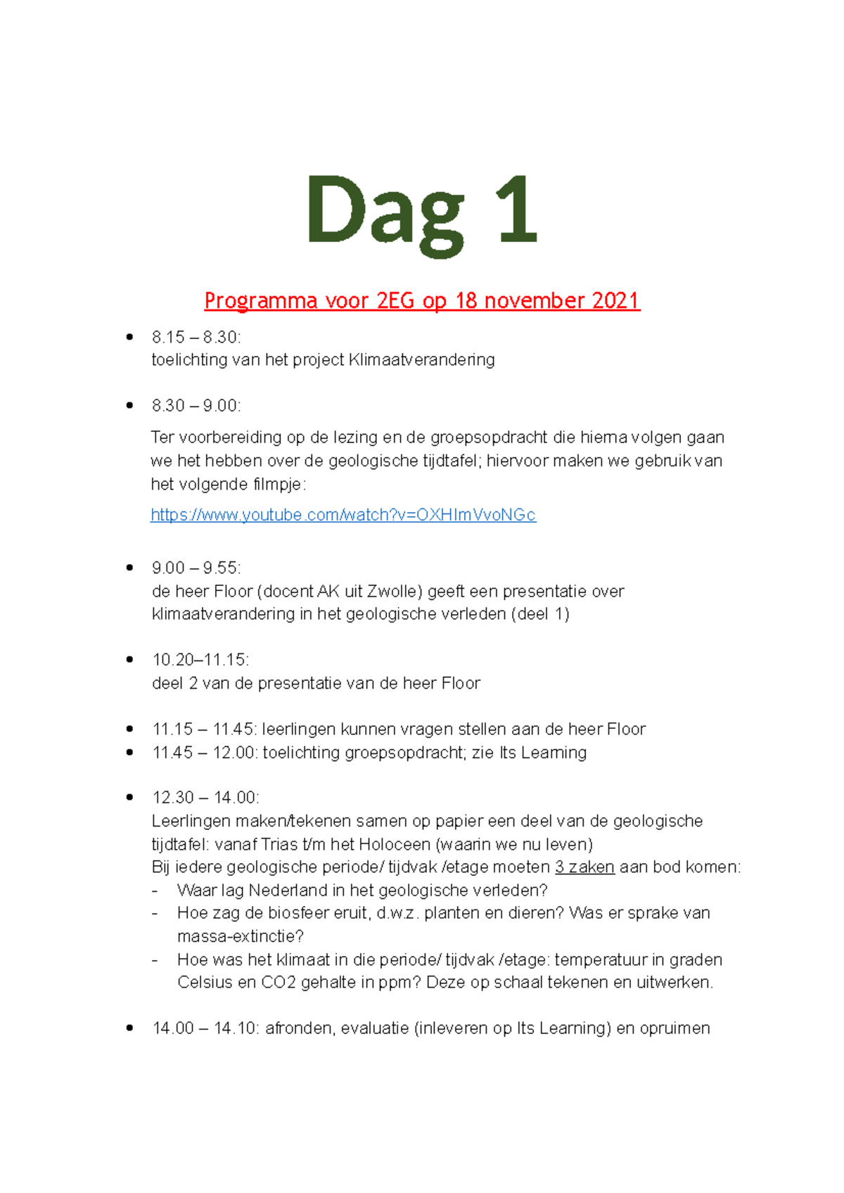 Programma Klimaatverandering Project voor Klas 2EG - 18 Nov 2021 ...