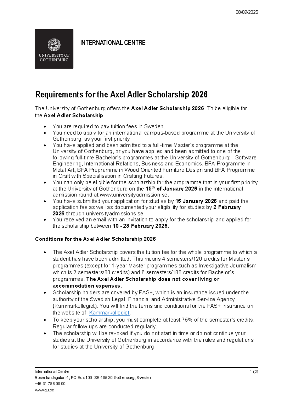 Axel Adler Scholarship 2026: Eligibility & Requirements Guide - Studocu
