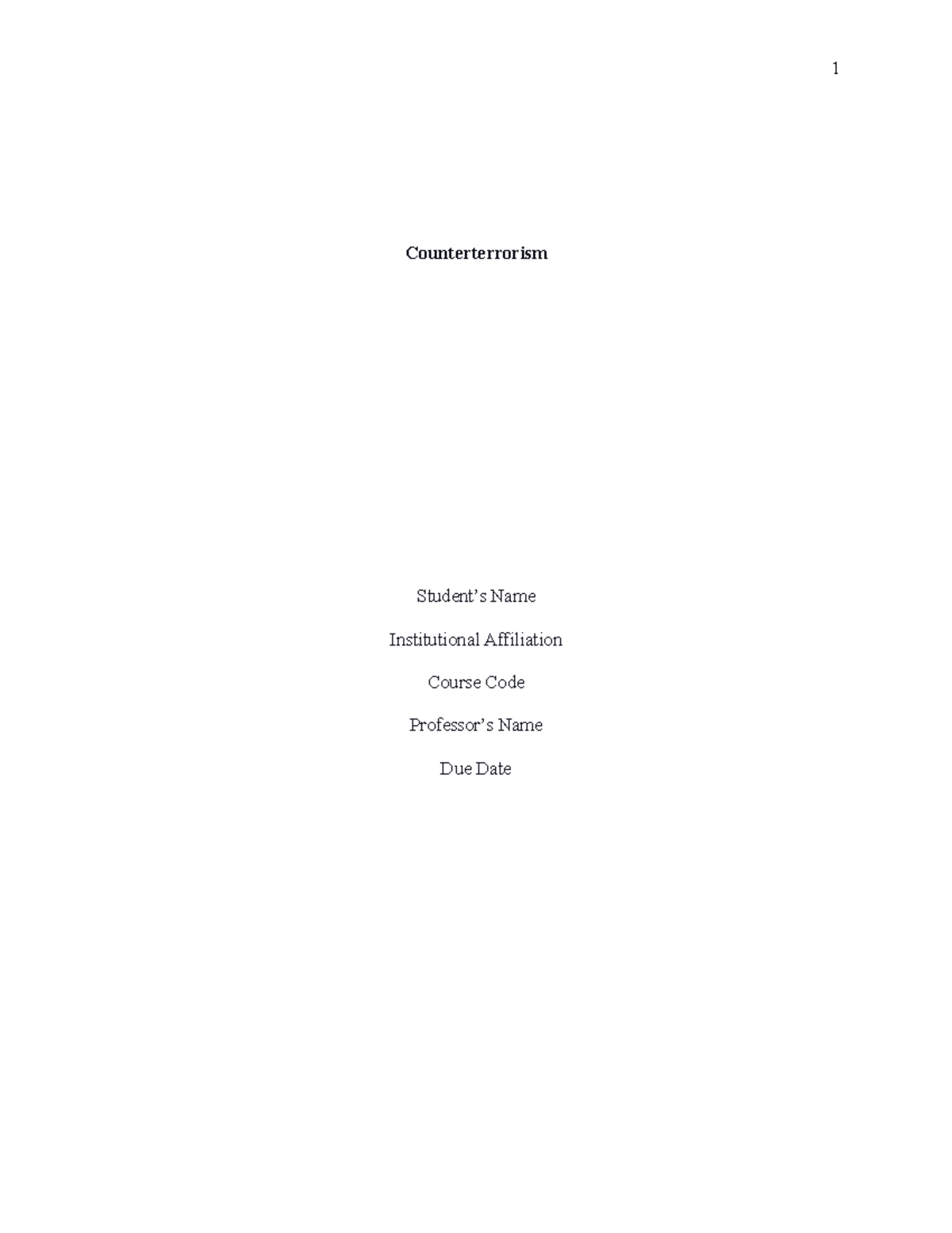 Counterterrorism Strategies: An Assignment Exploring Military Tactics ...
