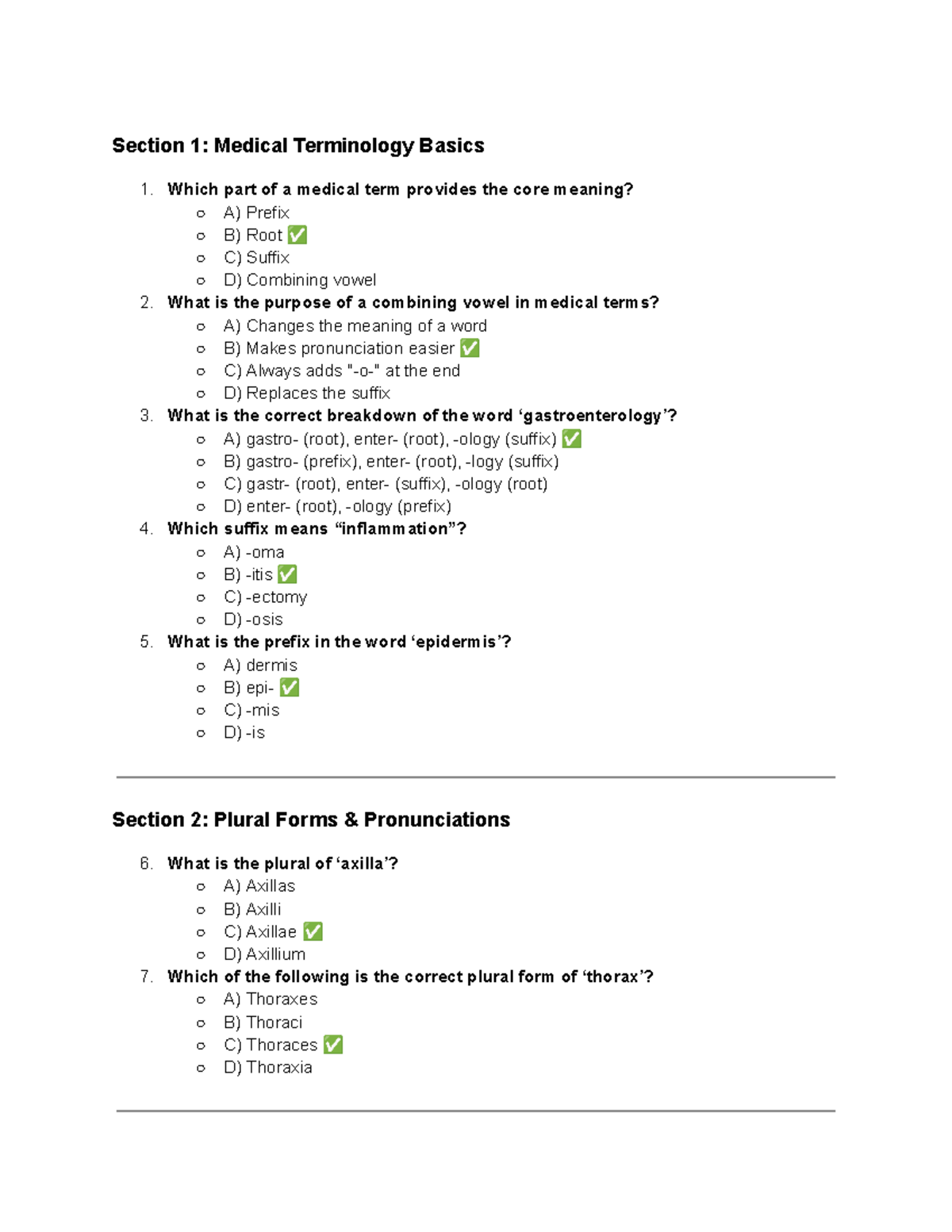 Medical Terminology Basics Study Guide for Exam Preparation - Studocu