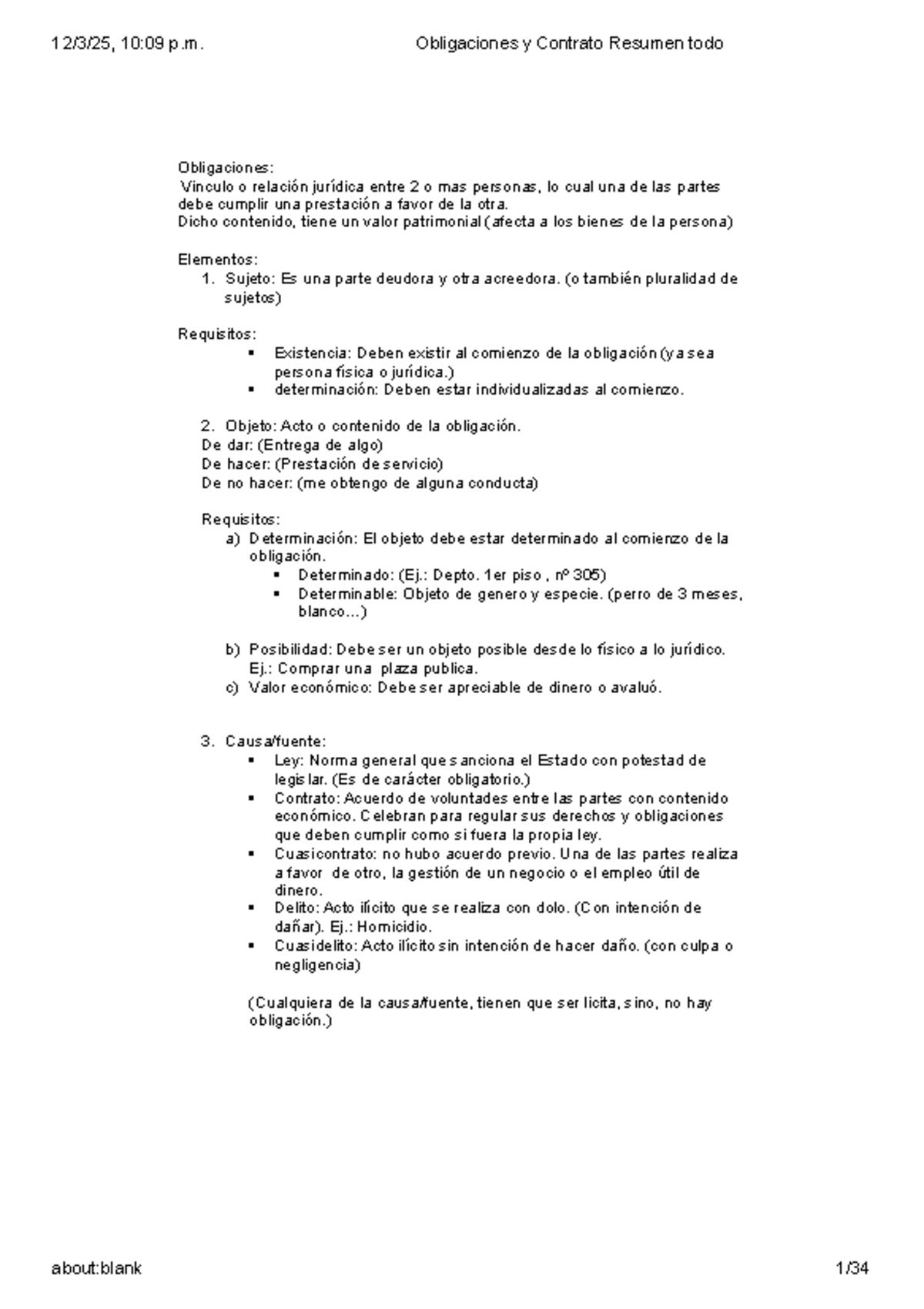 Obligaciones y Contrato: Resumen Completo de Conceptos Clave - Studocu