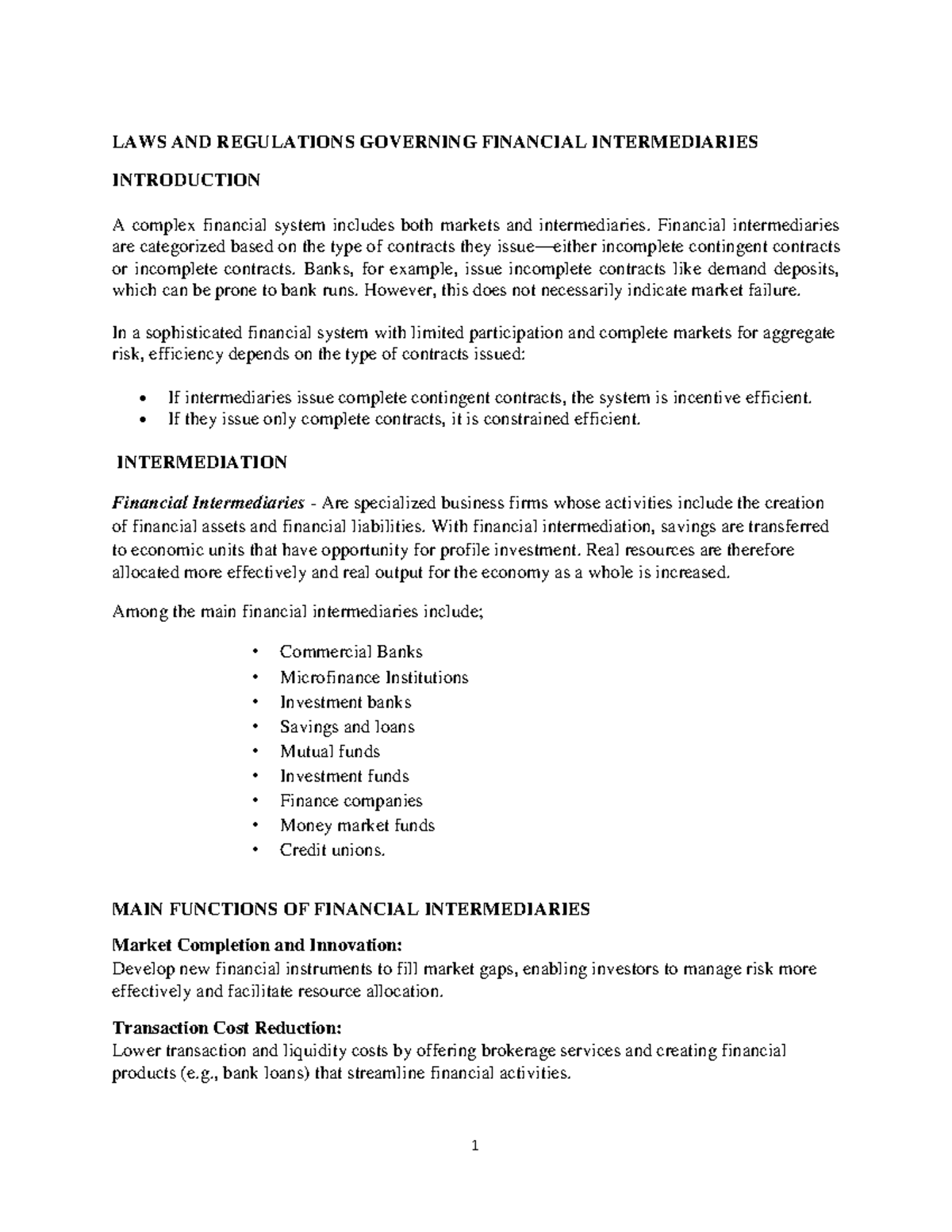 Regulation of Financial Markets Intermediaries: An Overview - Studocu