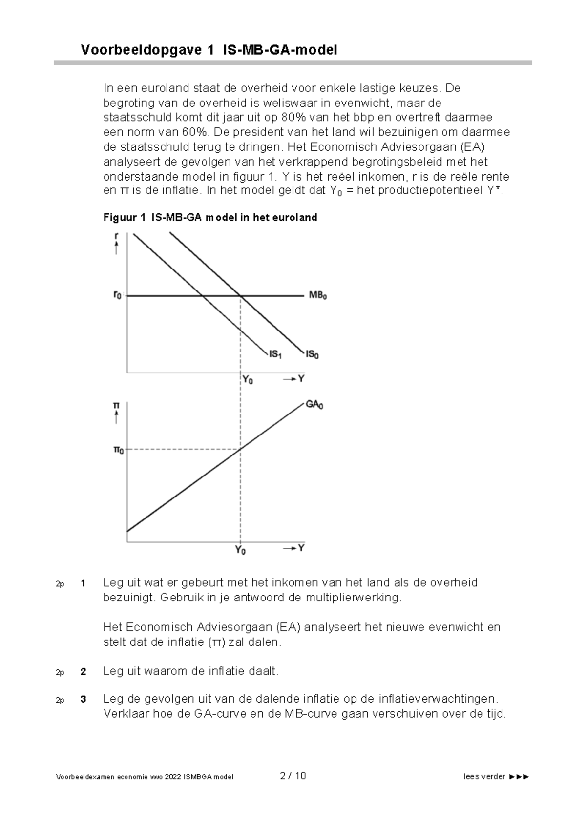 Voorbeeldexamen ISMBGA model 2 - Economie VWO 2022 - Studeersnel