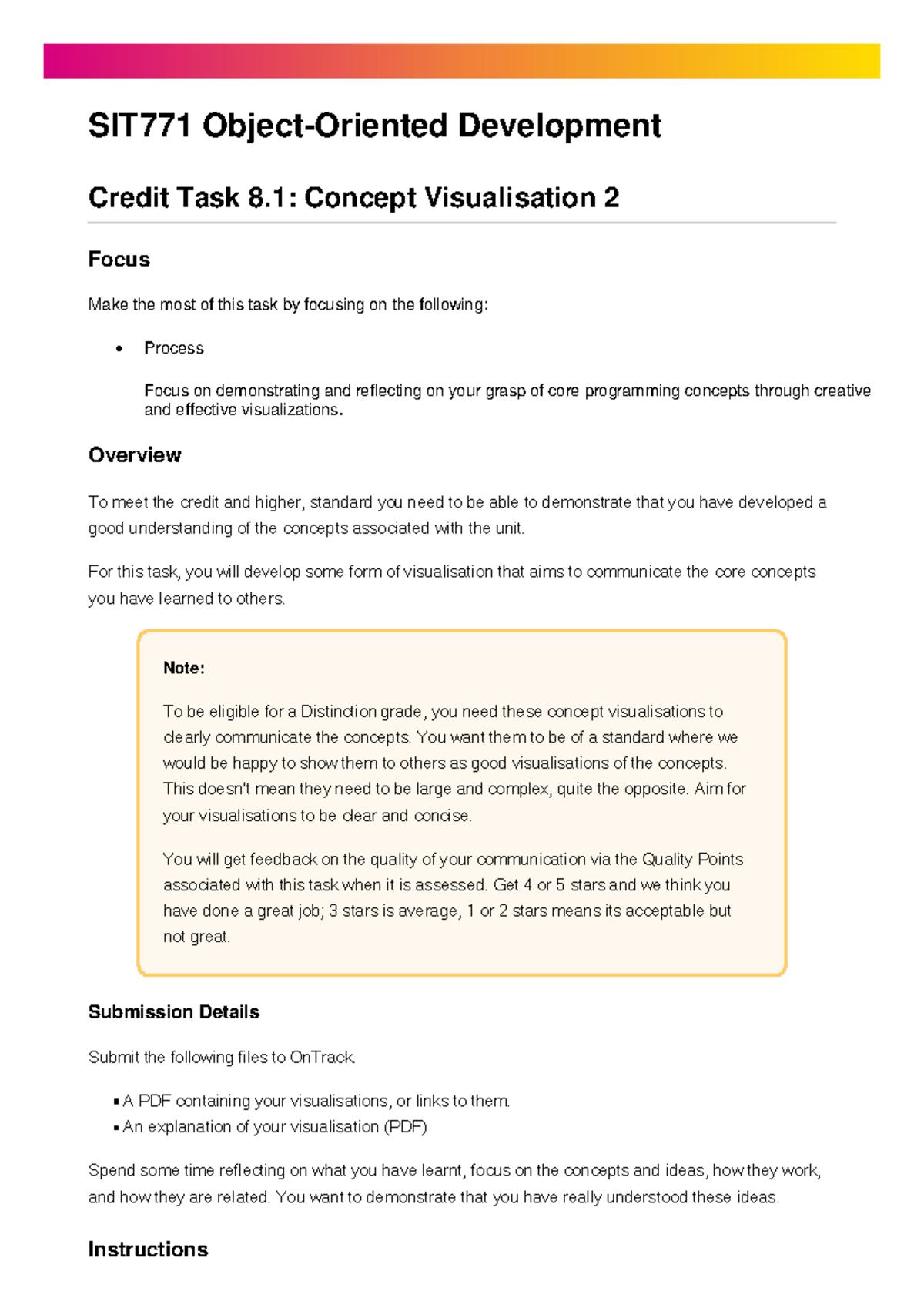 SIT771-8.2C - Concept Visualisation Task Explained - Studocu