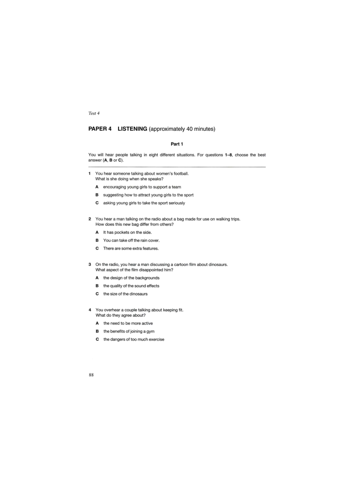 SS4 6 Cambridge FCE 1 Test 4 Listening Practice - Studocu