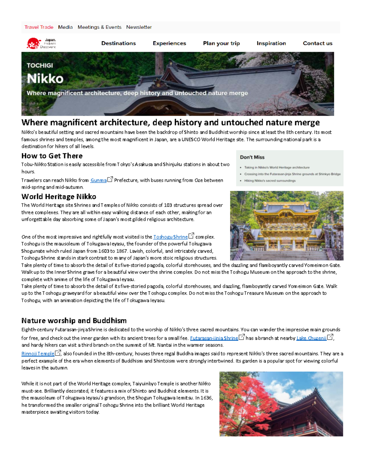 Nikko: A guide to the UNESCO World Heritage shrines and temples - Studocu
