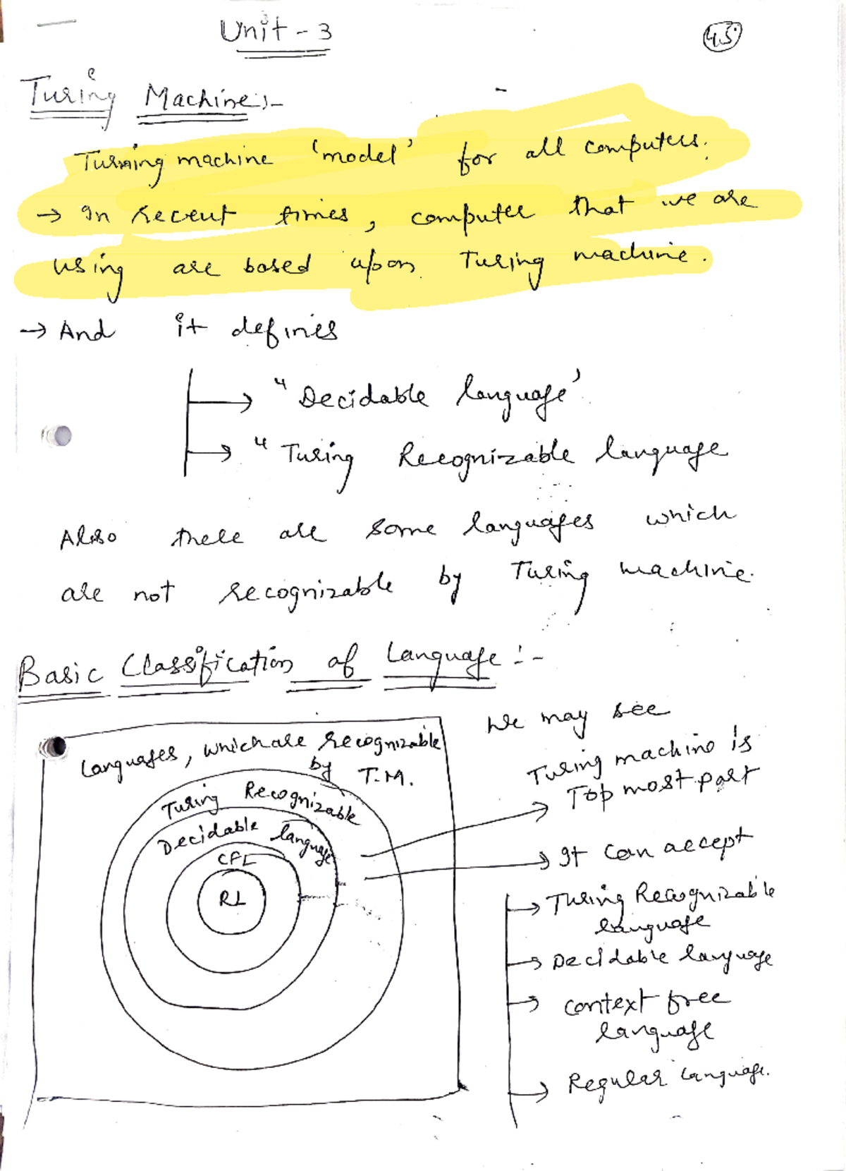 TOC Notes: Understanding Turing Machines - Unit 3 Concepts - Studocu