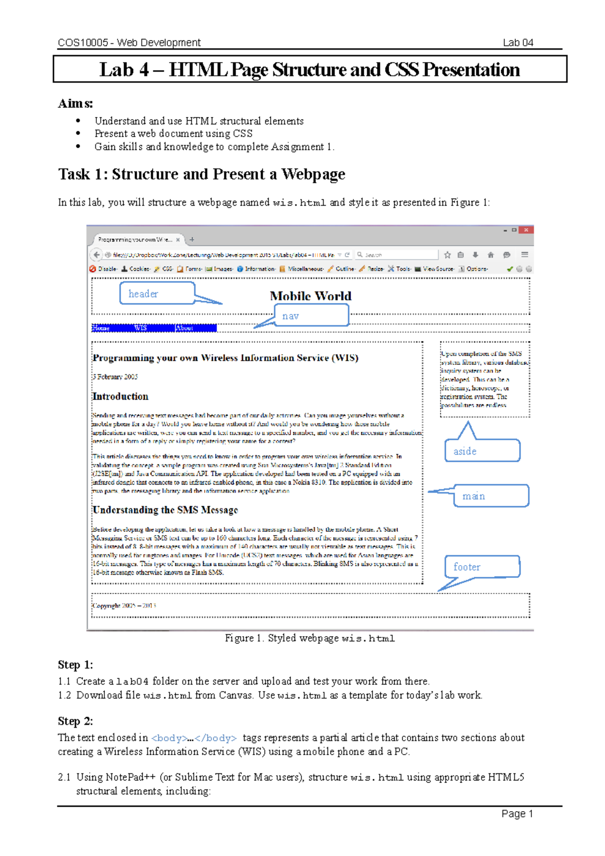 Lab 04: Structuring HTML Page & CSS Styling Instructions - Studocu
