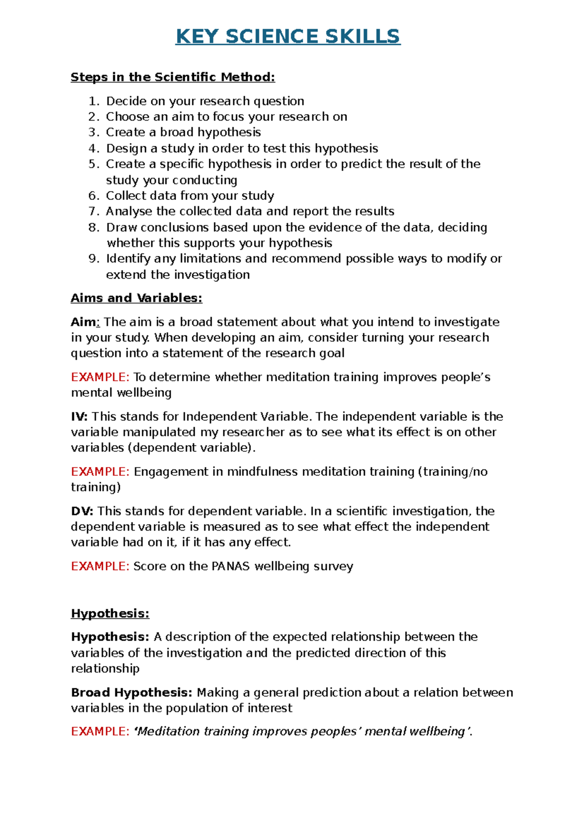 Key Science Skills: Steps in the Scientific Method Poster - Studocu