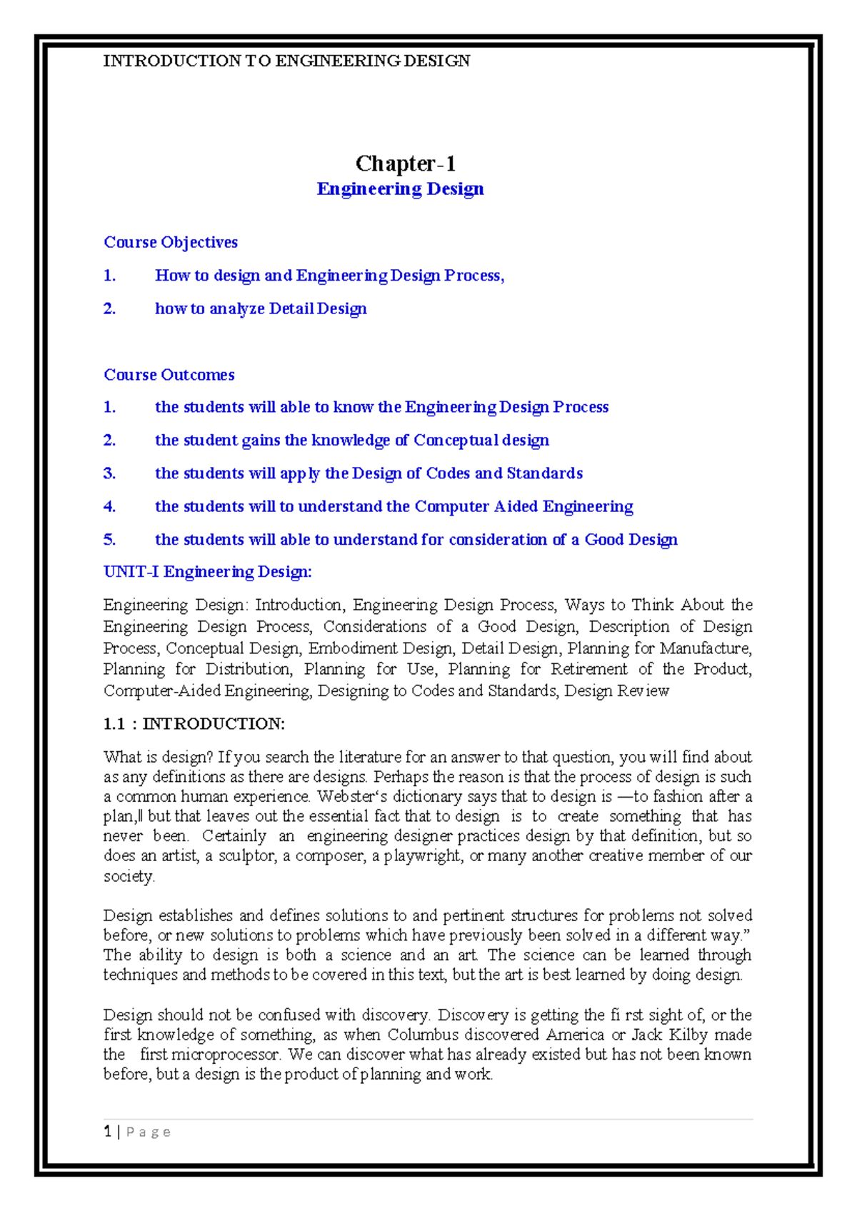 ENGR 101: Unit 1 - Introduction to Engineering Design and Process - Studocu